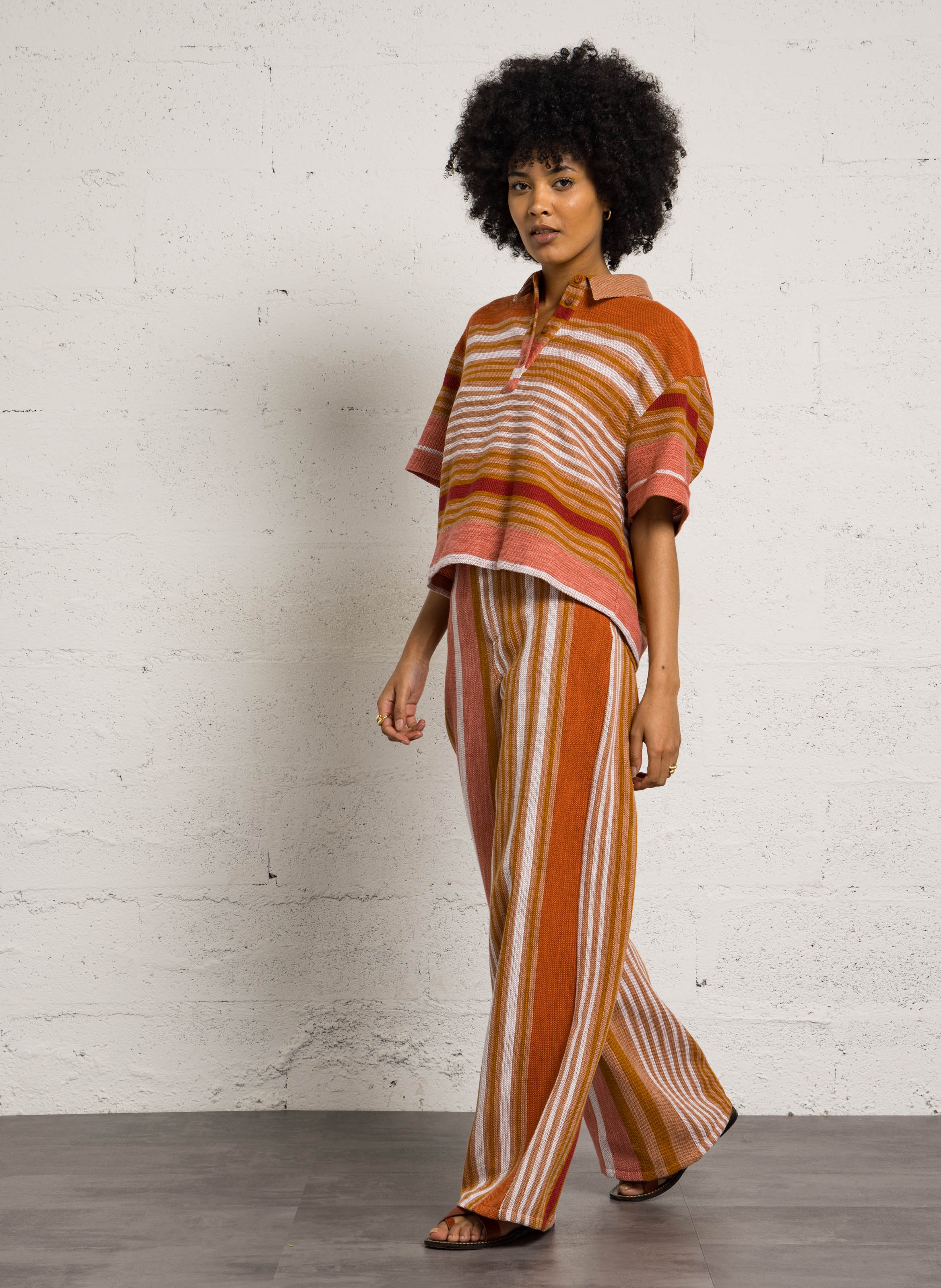 Polo de manga corta a rayas Multicolor