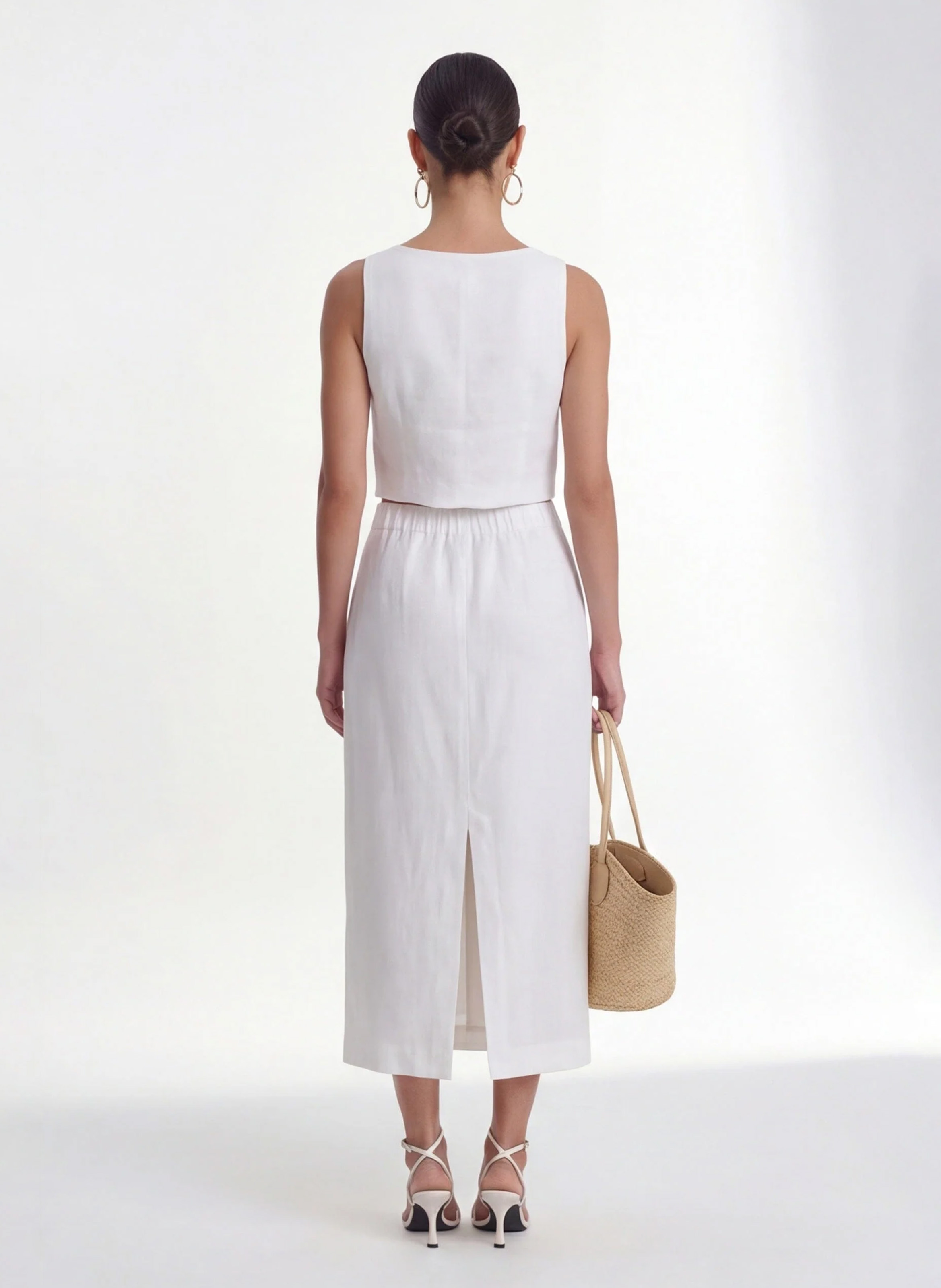 Top droit en lin KOOKAI Blanc