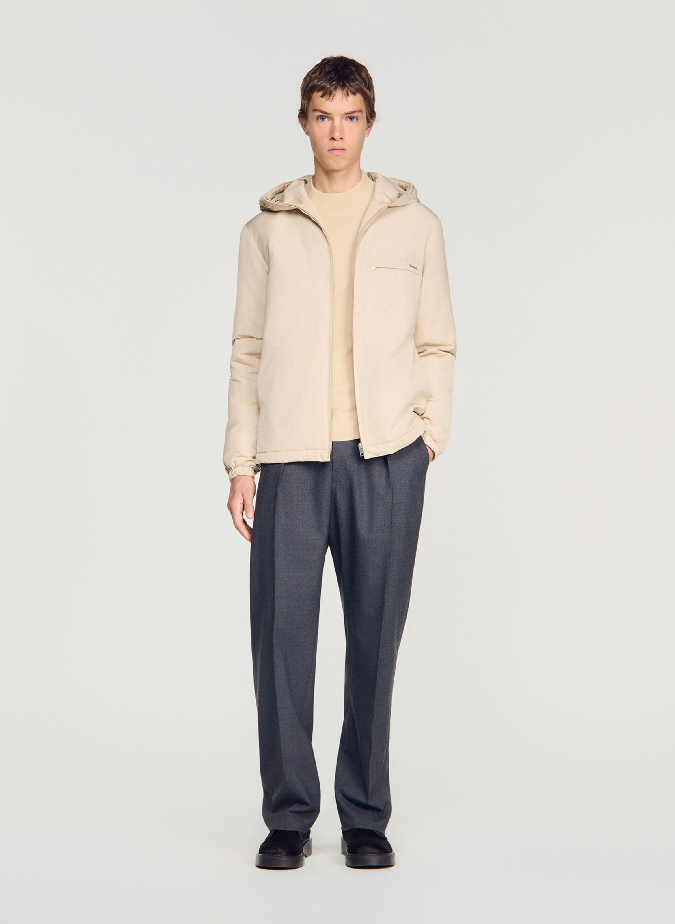 Veste zippée à capuche SANDRO Beige