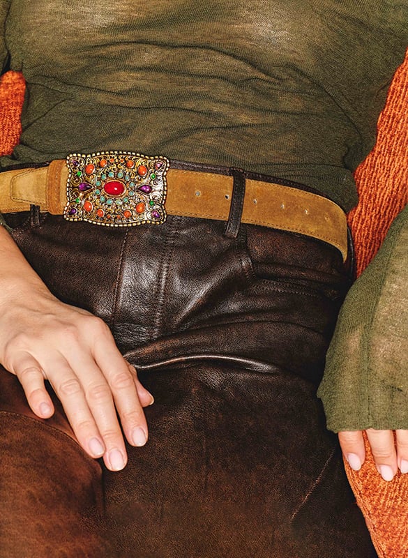 Ledergürtel CLARIS VIROT Khaki