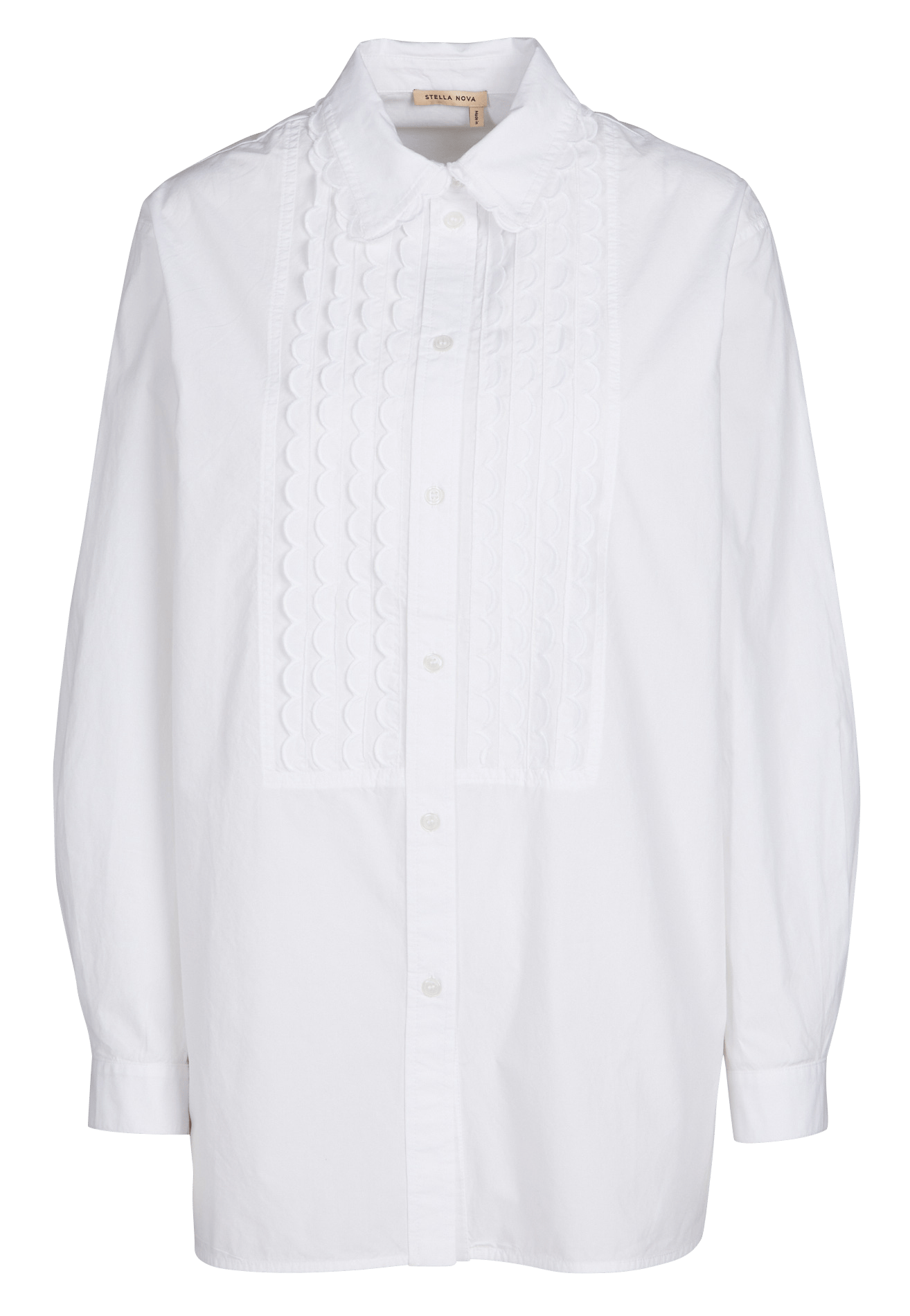 Chemise droite à volants en coton bio STELLA NOVA Blanc