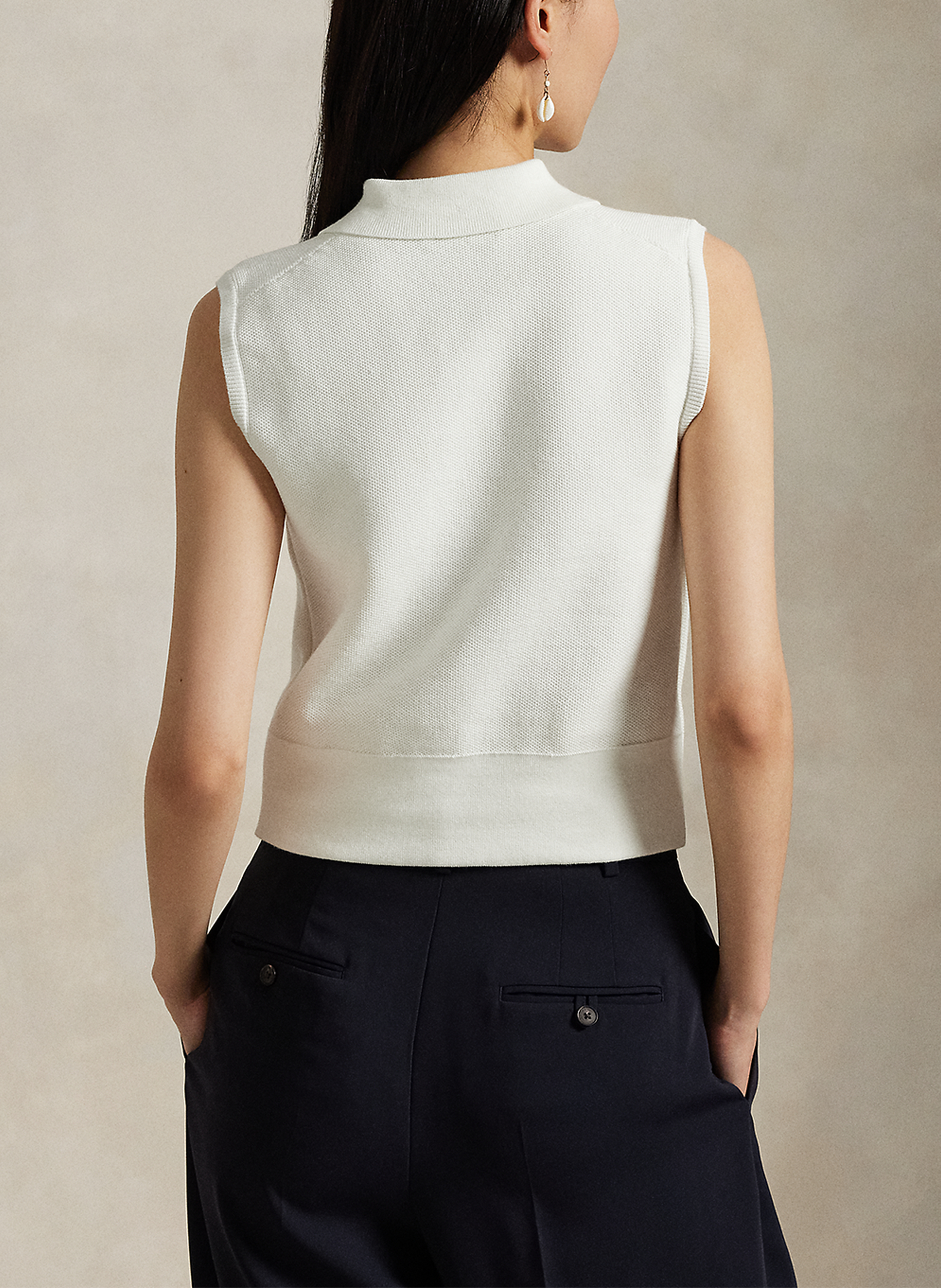 Sleeveless polo collar sweatshirt with logo POLO RALPH LAUREN White