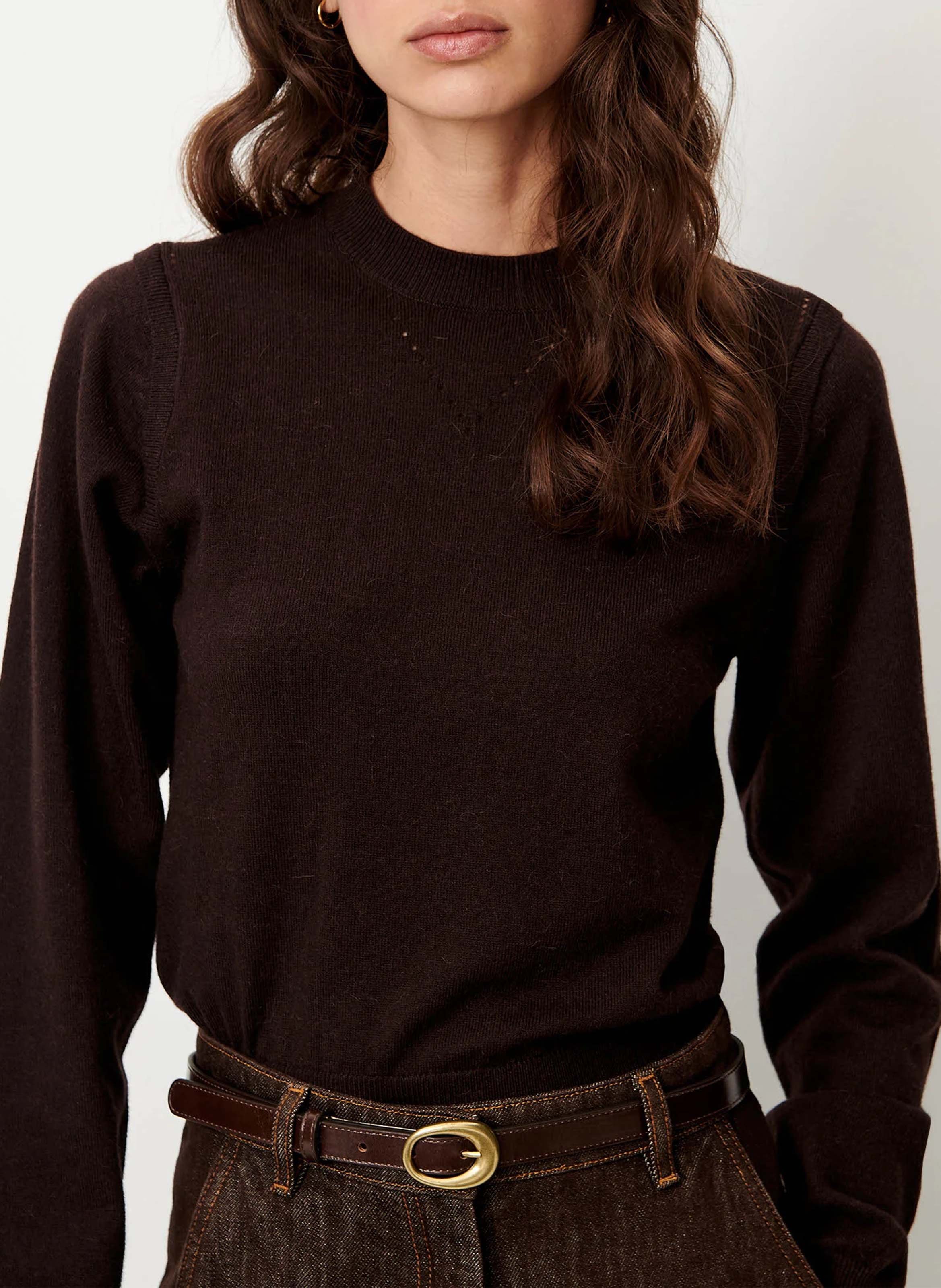 Straight-cut cotton-blend sweater with round neck SESSUN Brown