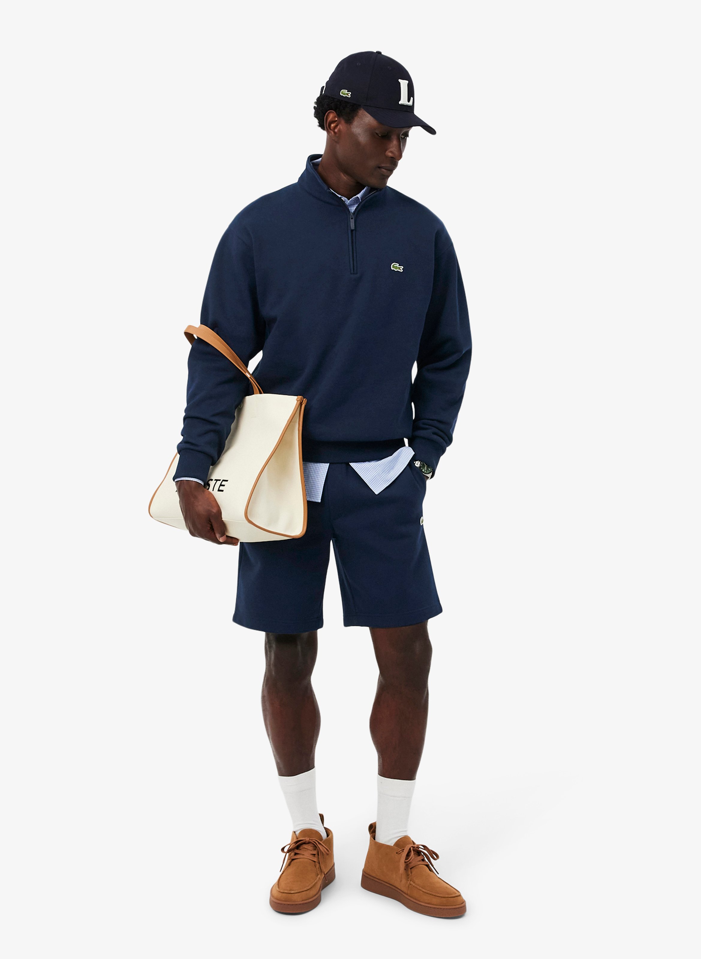 Short droit en coton mélangé LACOSTE Blau