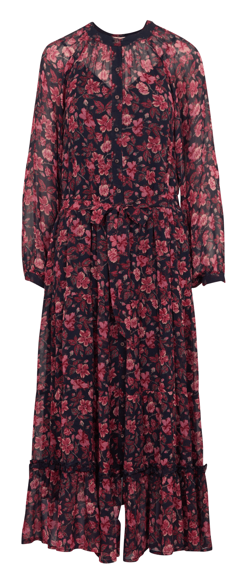 Langes bedrucktes Maxikleid mit Gürtel MAISON HOTEL Rosa