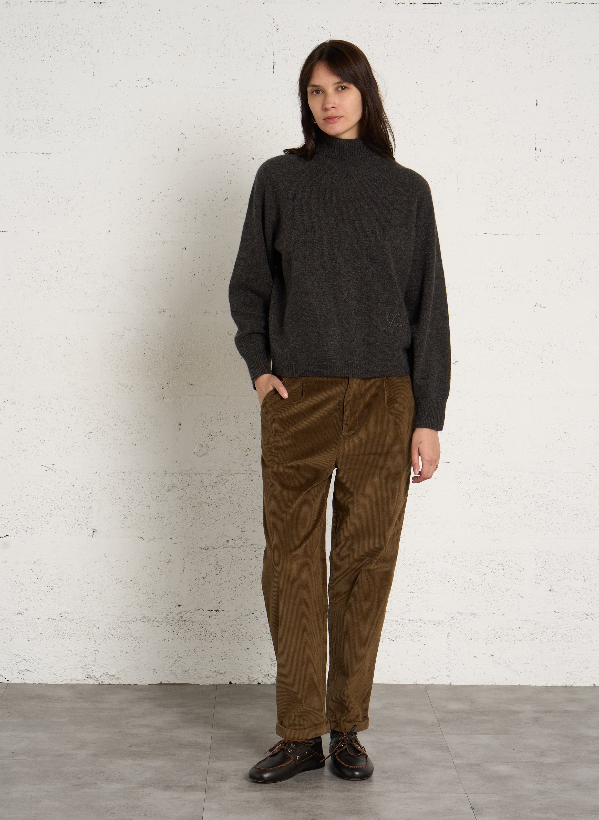 Gerader Rollkragenpullover aus Wolle LEON & HARPER Grau