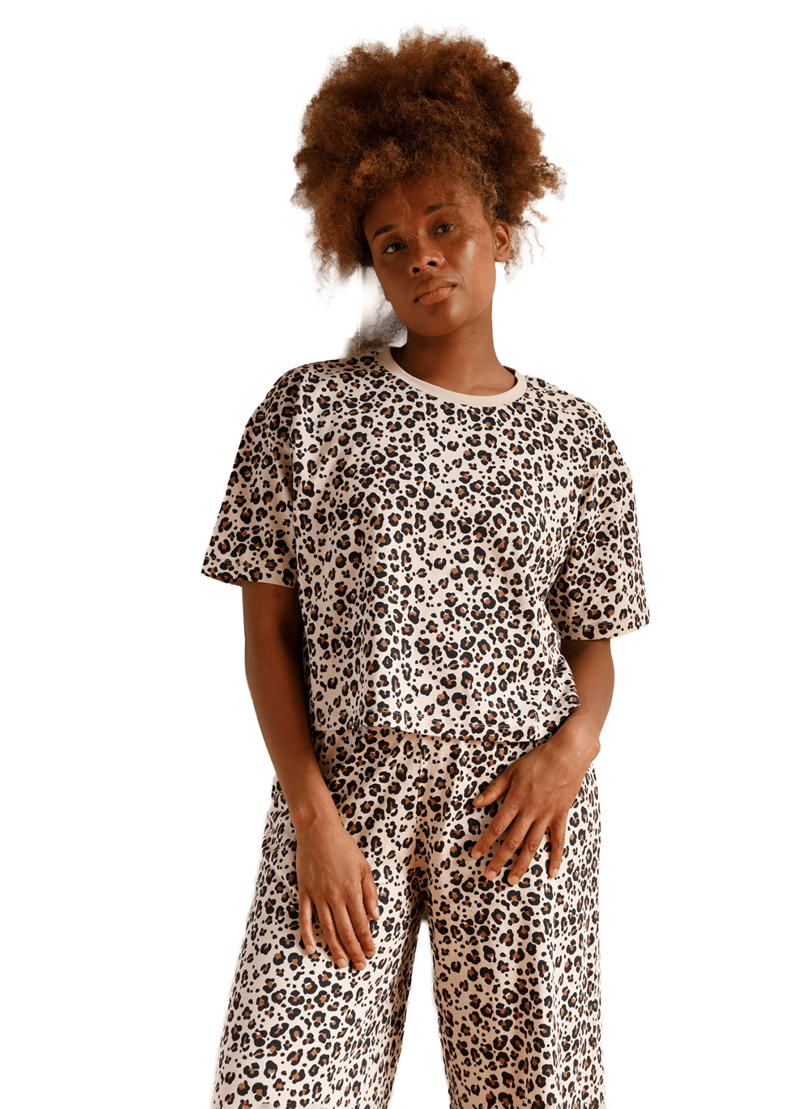 Ensemble de pyjama ample léopard WE ARE JOLIES Beige