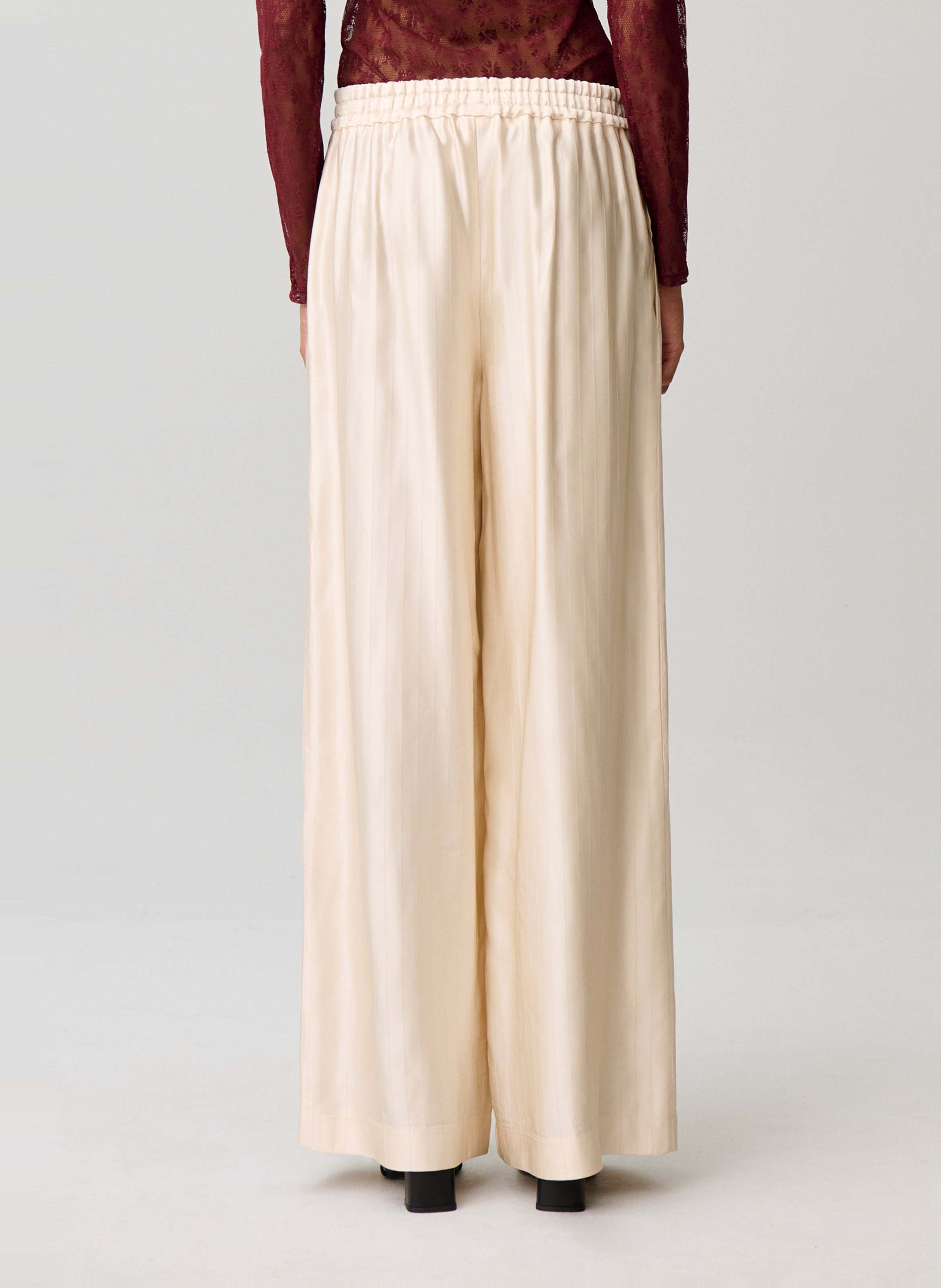 Pantalon ample taille haute rayé CLAUDIE PIERLOT Beige