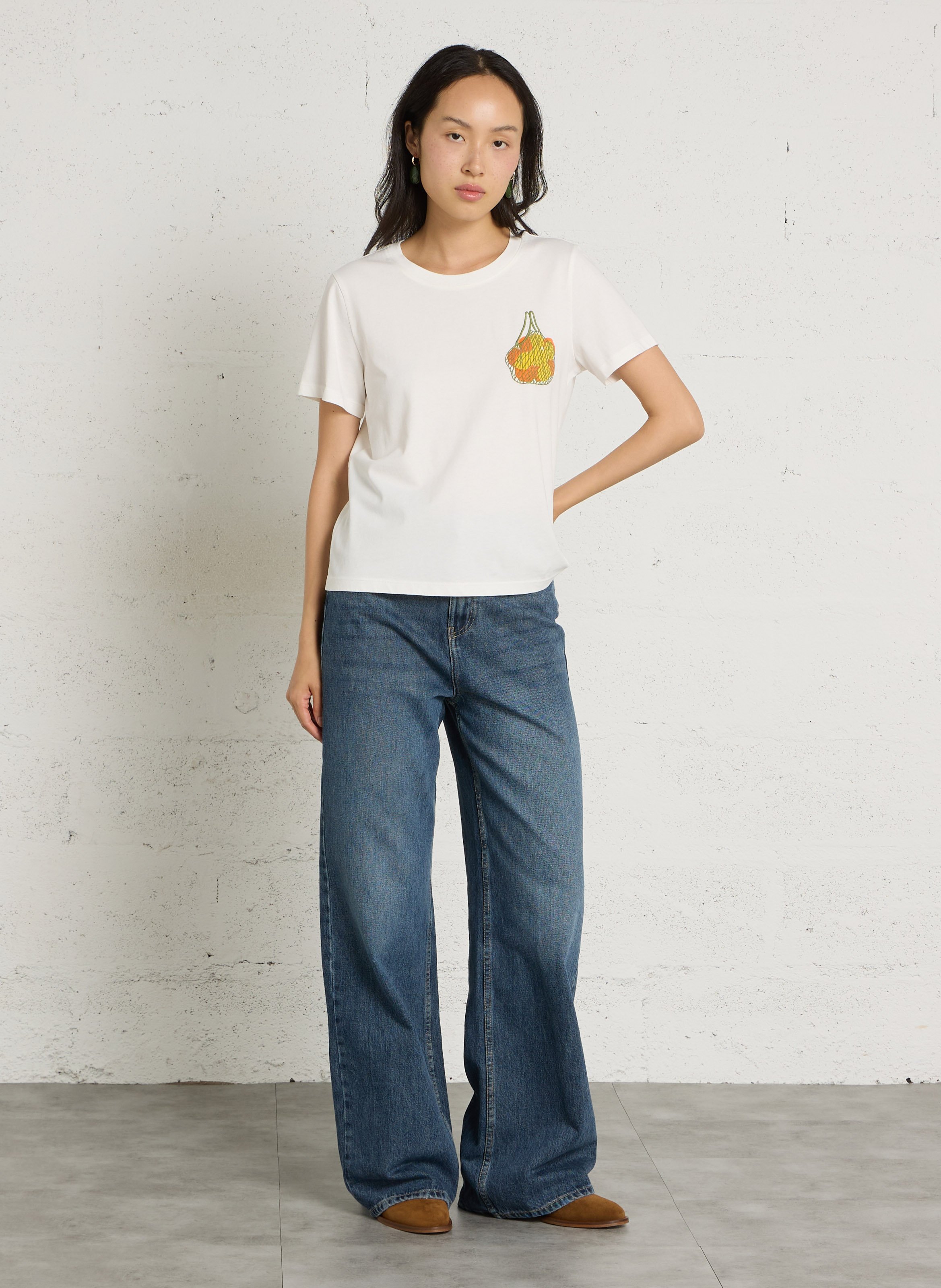 Recht, katoenen T-shirt THINKING MU Wit