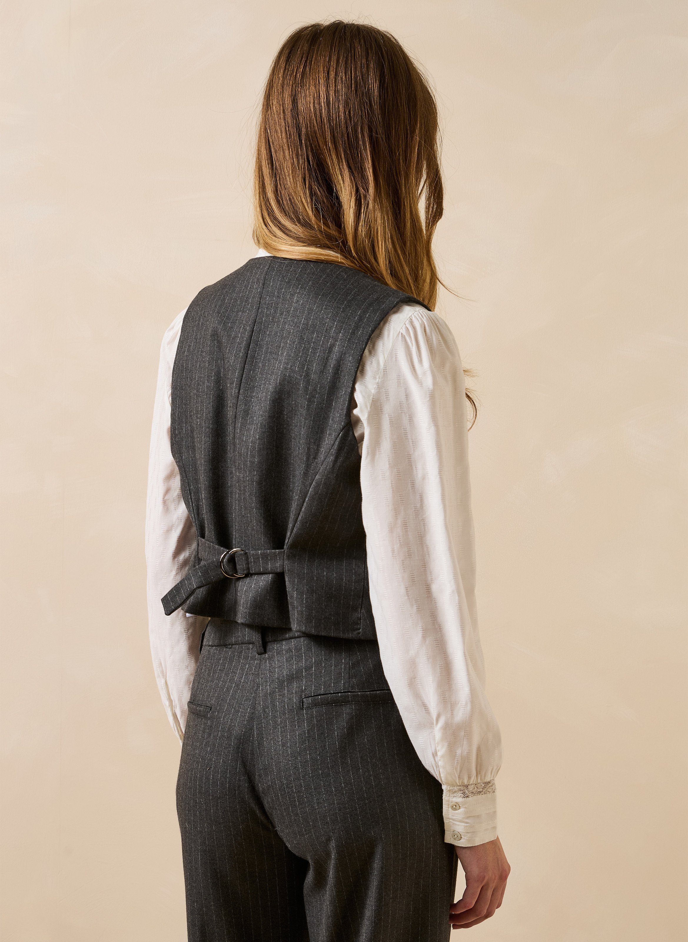 Gilet sans manches à rayures  | Gris LA FEE MARABOUTEE Femme