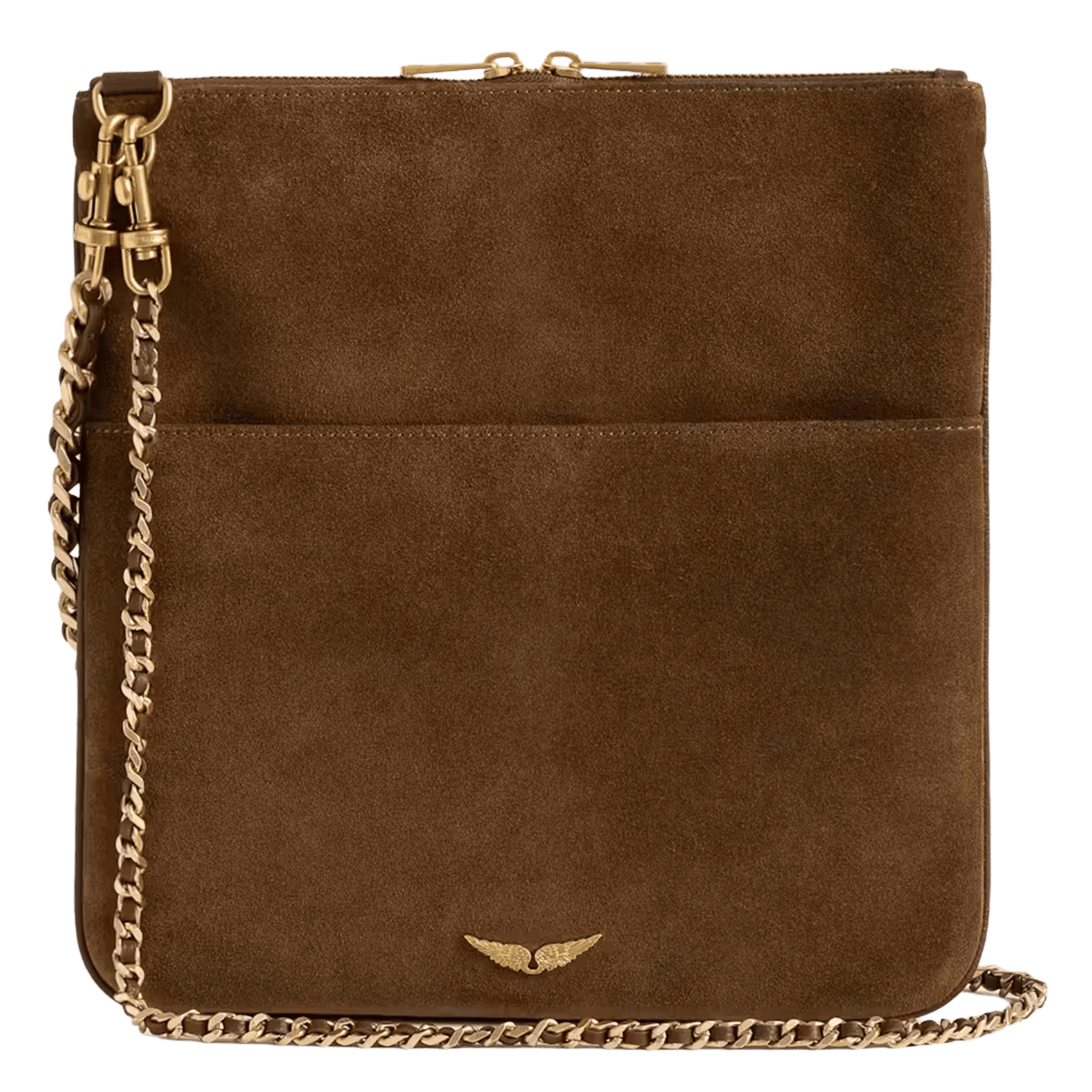 Clutch met oogjes van suèdeleer ZADIG&VOLTAIRE Bruin