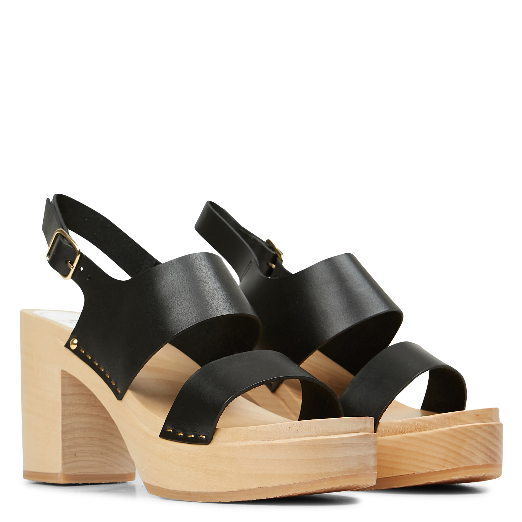 Sabots à talon en cuir de vachette SABOTS YOUYOU Noir