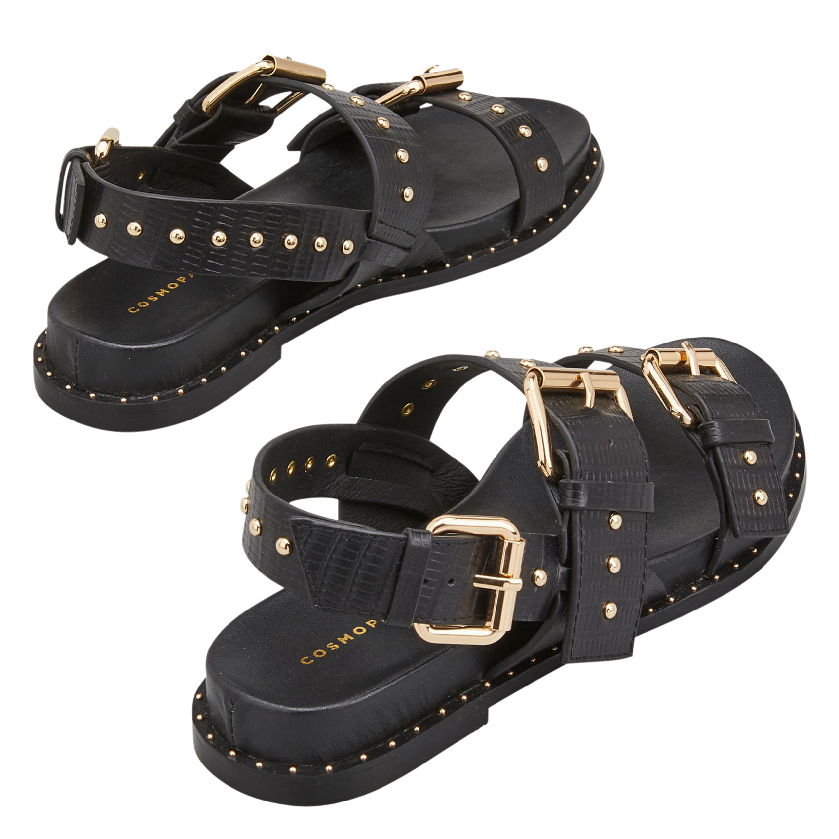 Sandales plates en cuir COSMOPARIS Noir