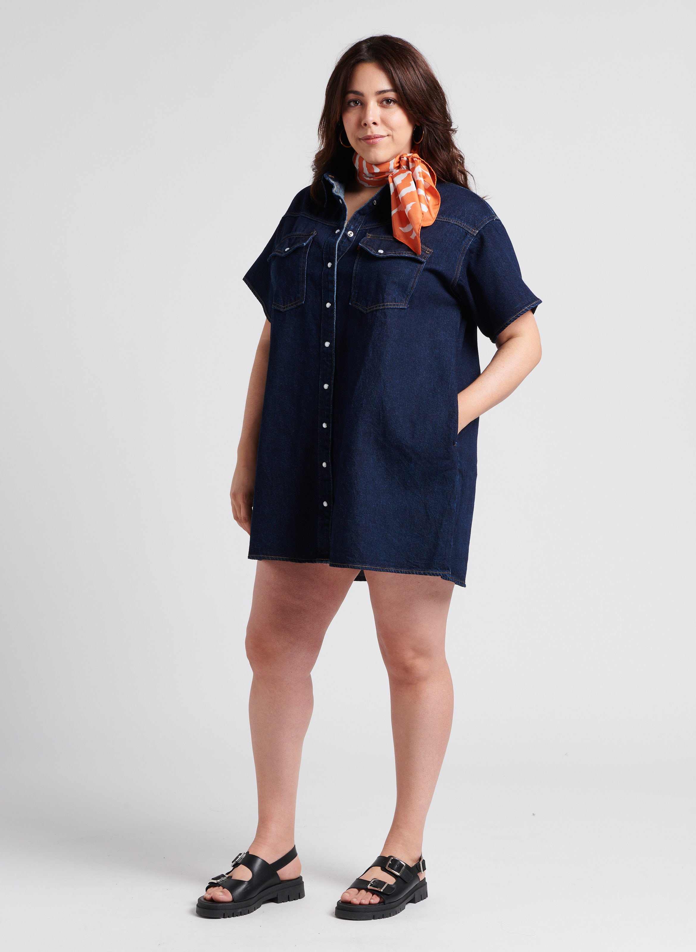 Straight cotton denim shirt dress LEVI&#039;S Raw denim
