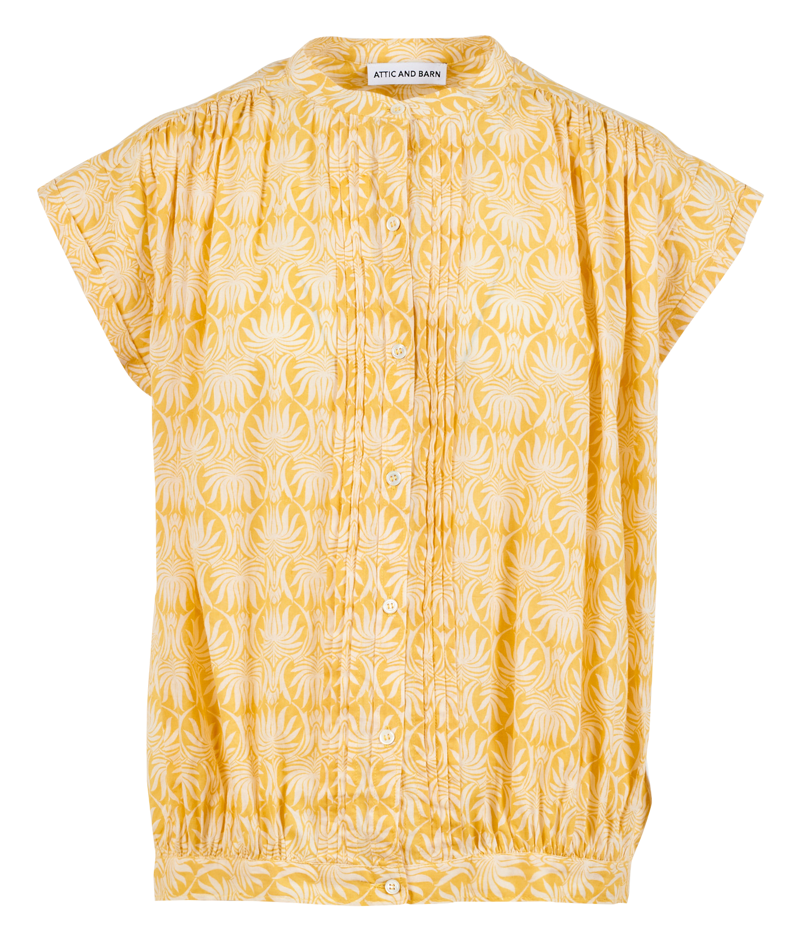 Camisa holgada de algodón con cuello mao ATTIC AND BARN Amarillo