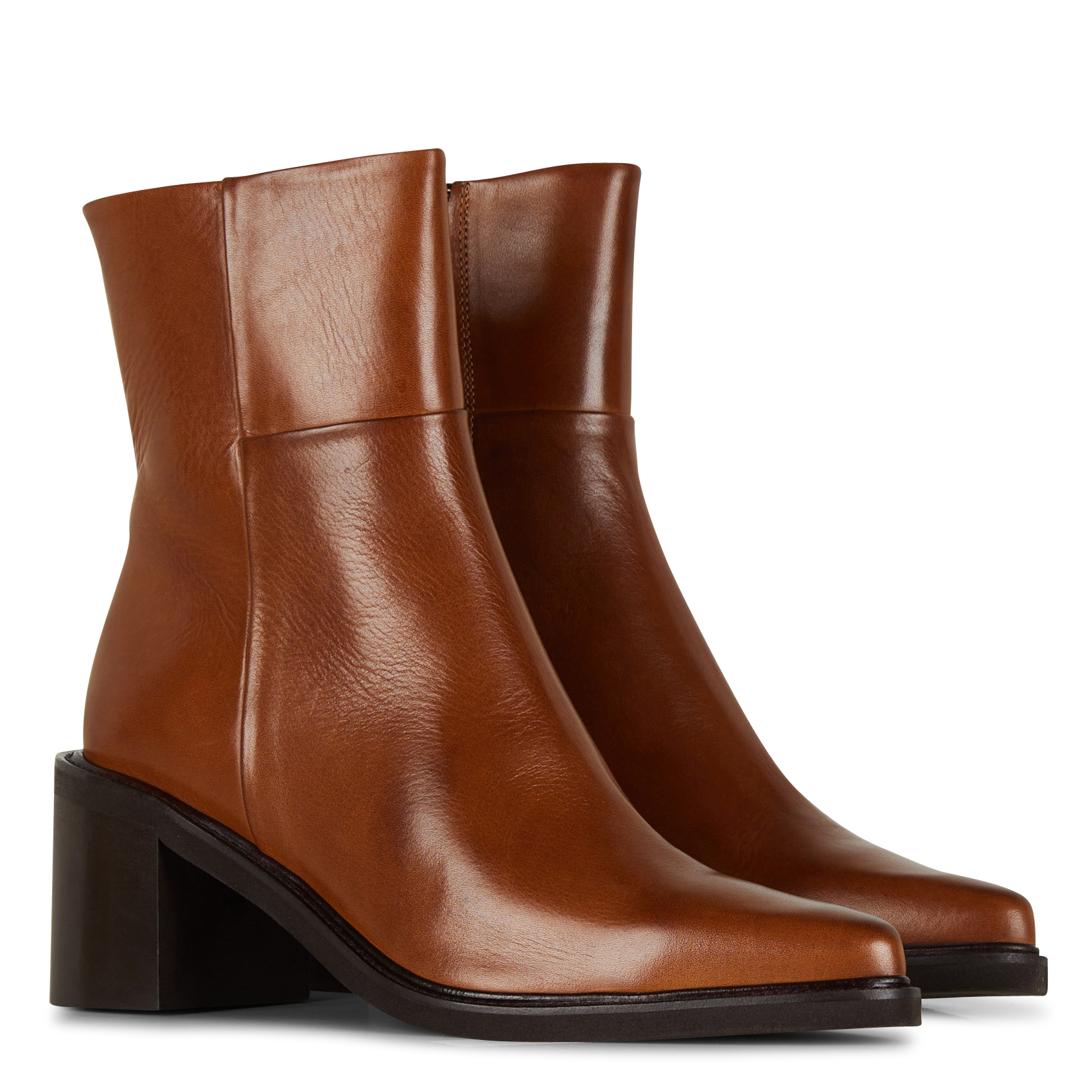 Effen leren enkellaarzen met textuur BILLI BI Bruin