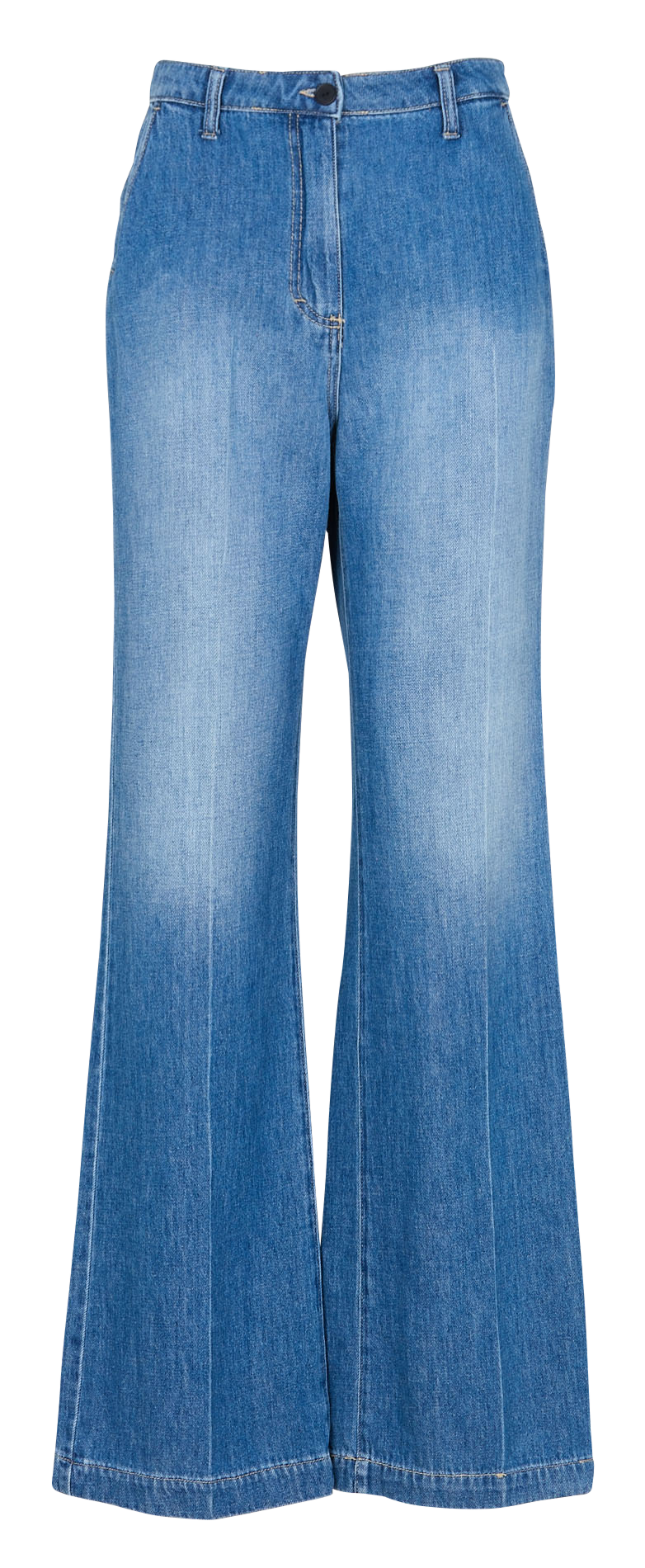 Wijde jeans - katoenblend Blauw