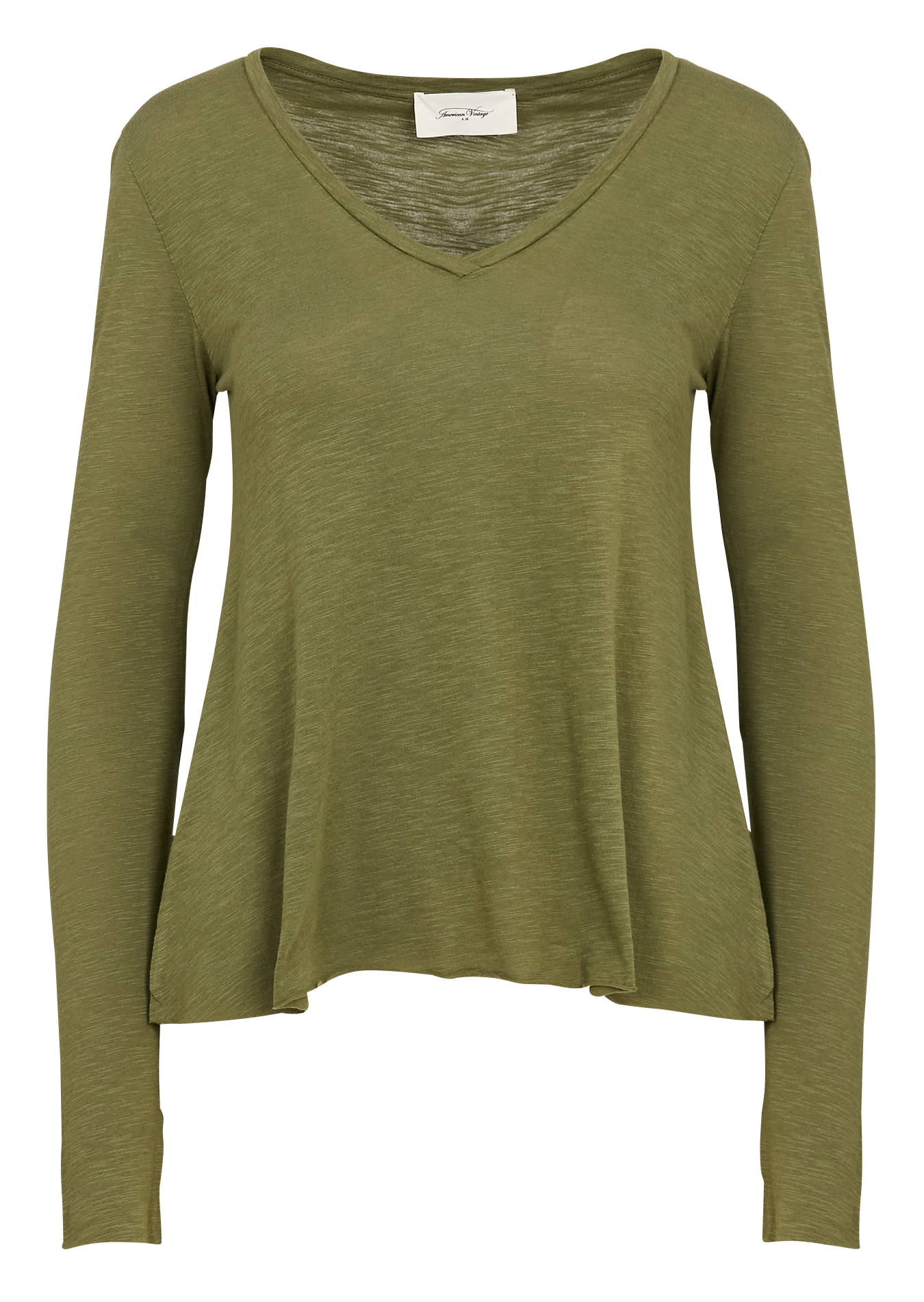 Tee-shirt à col V en coton mélangé AMERICAN VINTAGE Vert