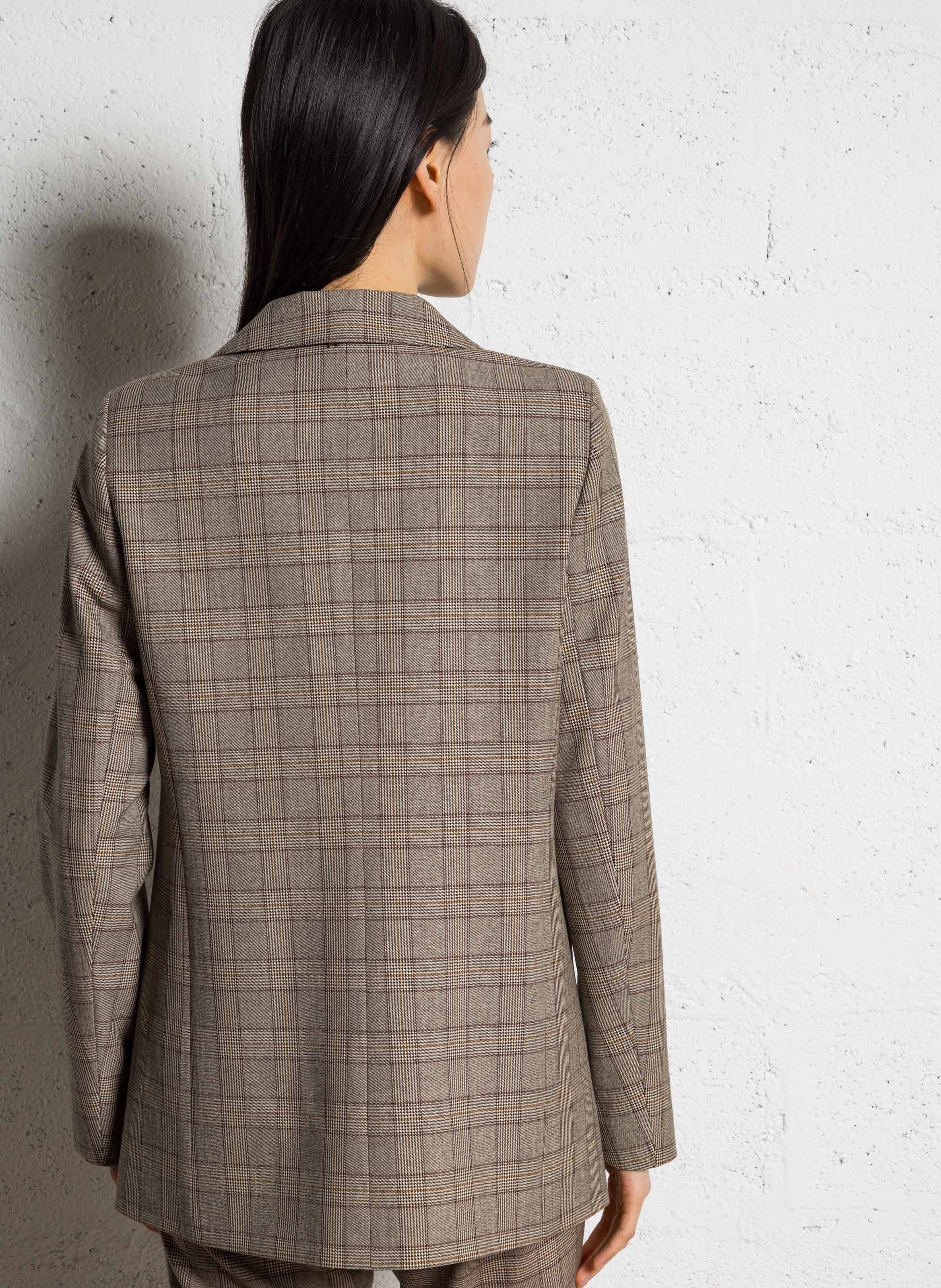 Straight wool-blend tailored jacket ONE STEP Brown