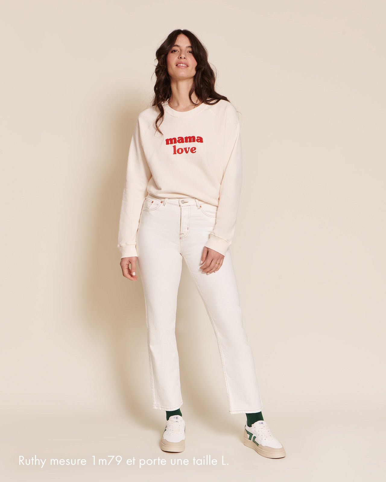 The embroidered mama love sweatshirt in organic cotton EMOI EMOI White