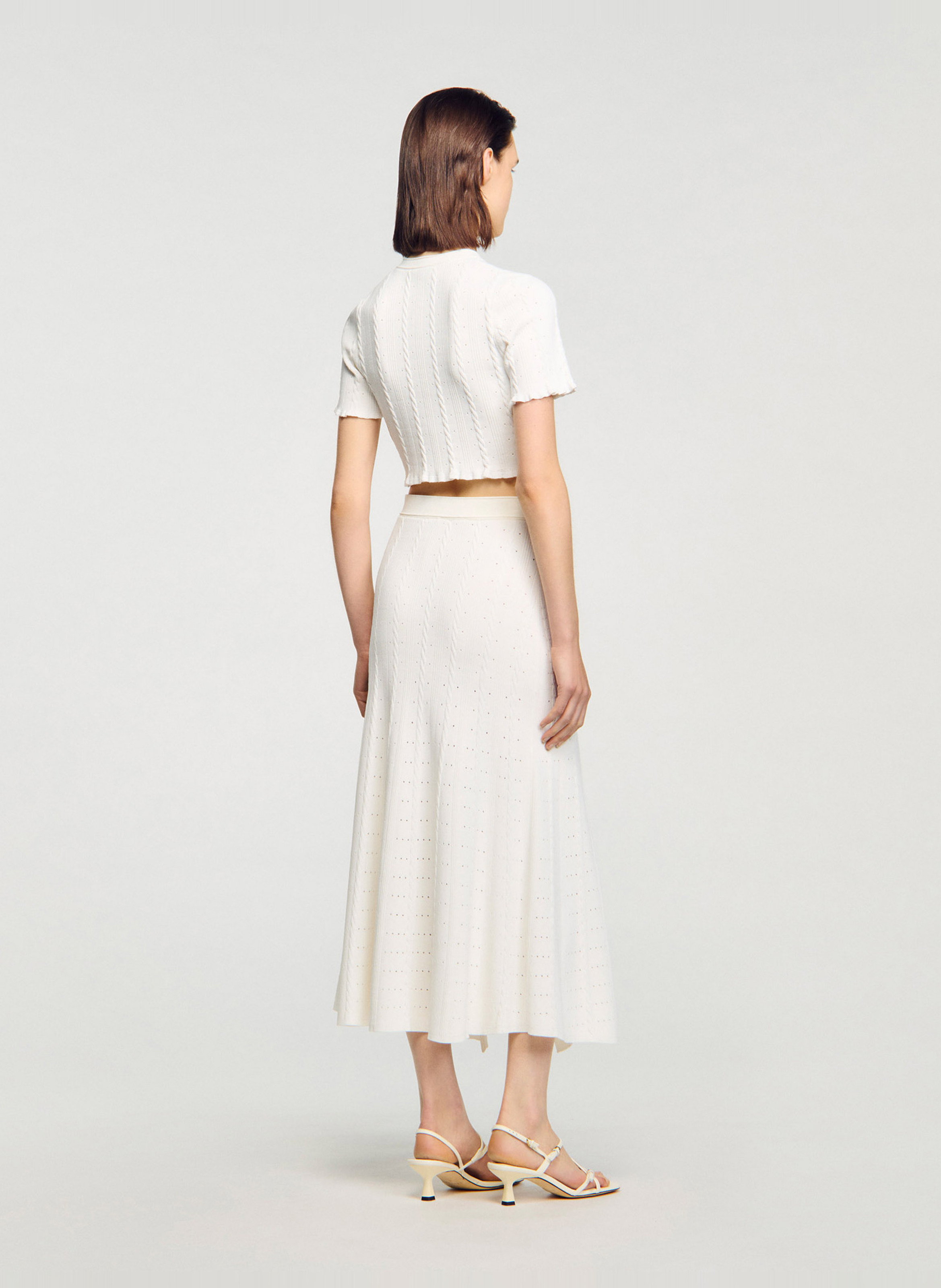 Jupe midi  SANDRO Blanc