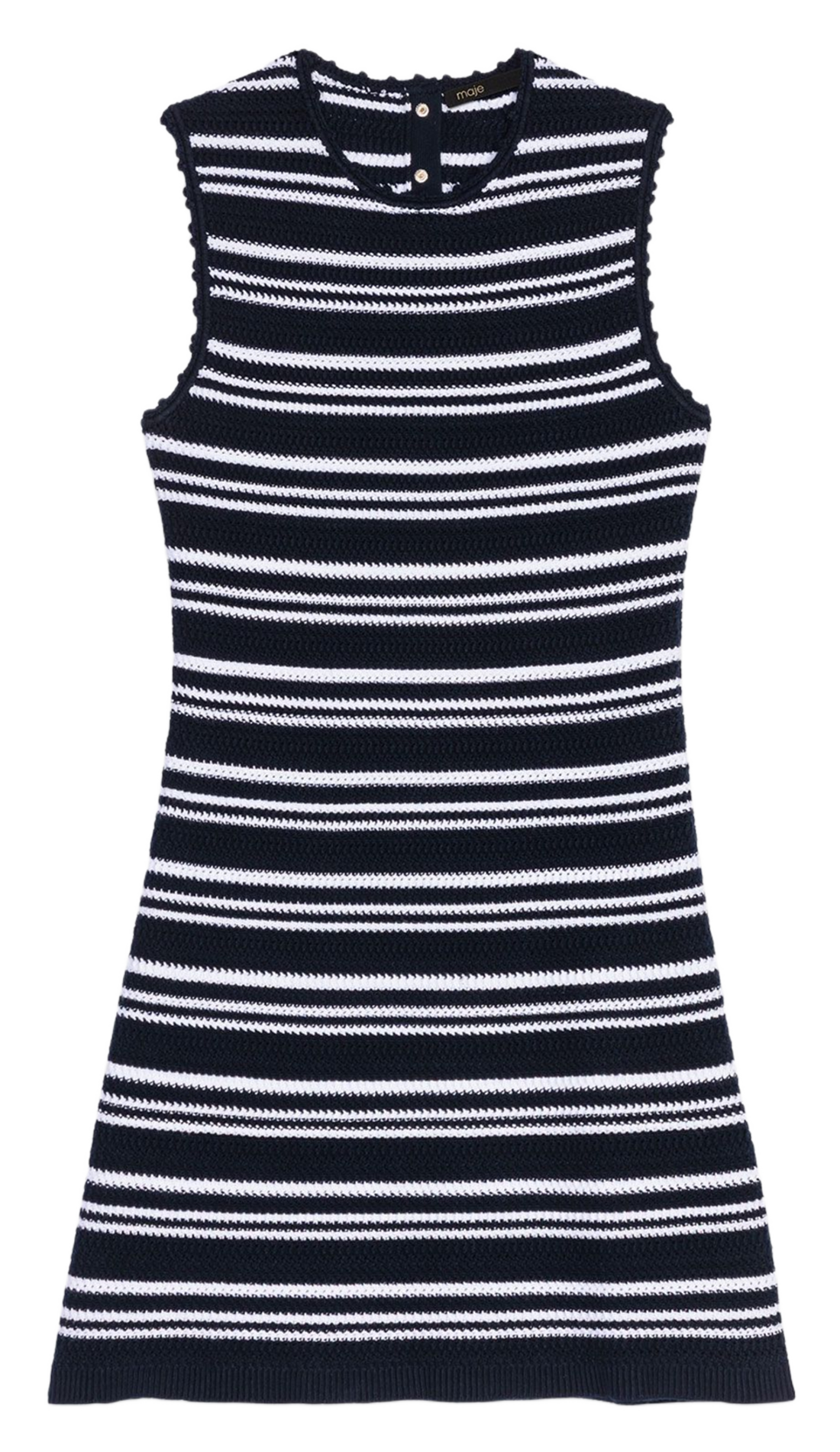 Robe courte cintrée en maille rayée MAJE Bleu