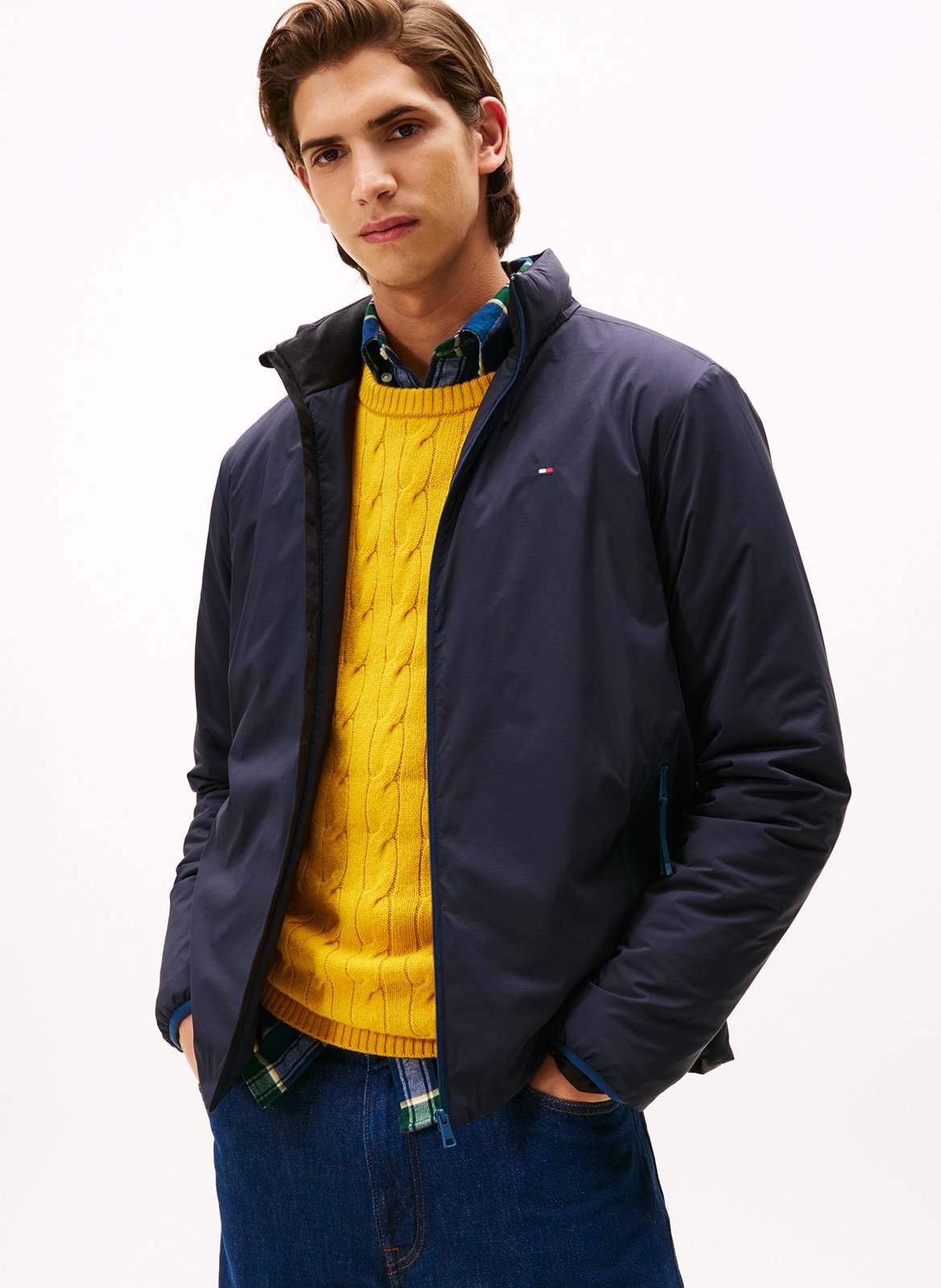 Parka droite en fibres recyclées mélangées TOMMY HILFIGER Bleu