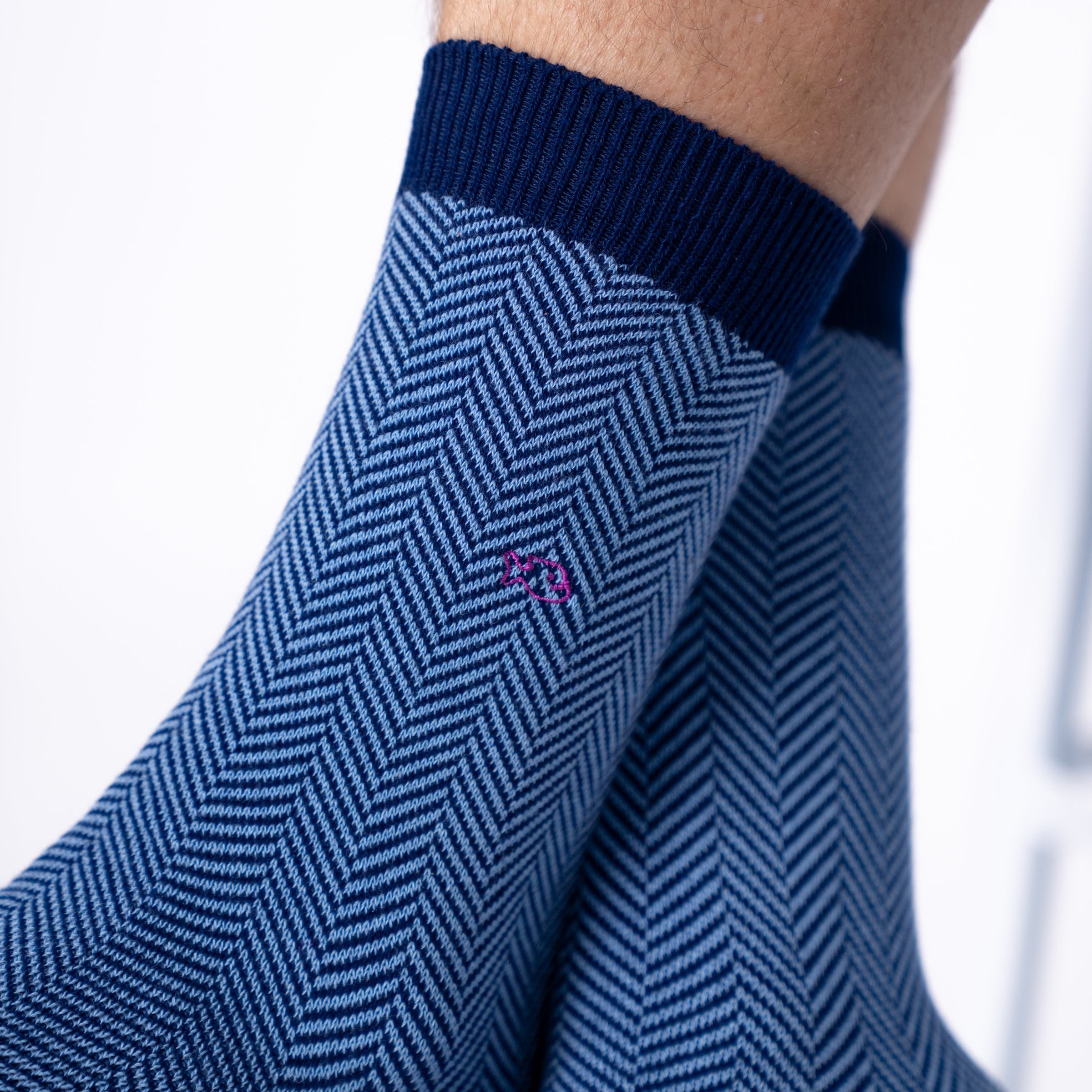 Combed cotton herringbone socks BILLYBELT Blue