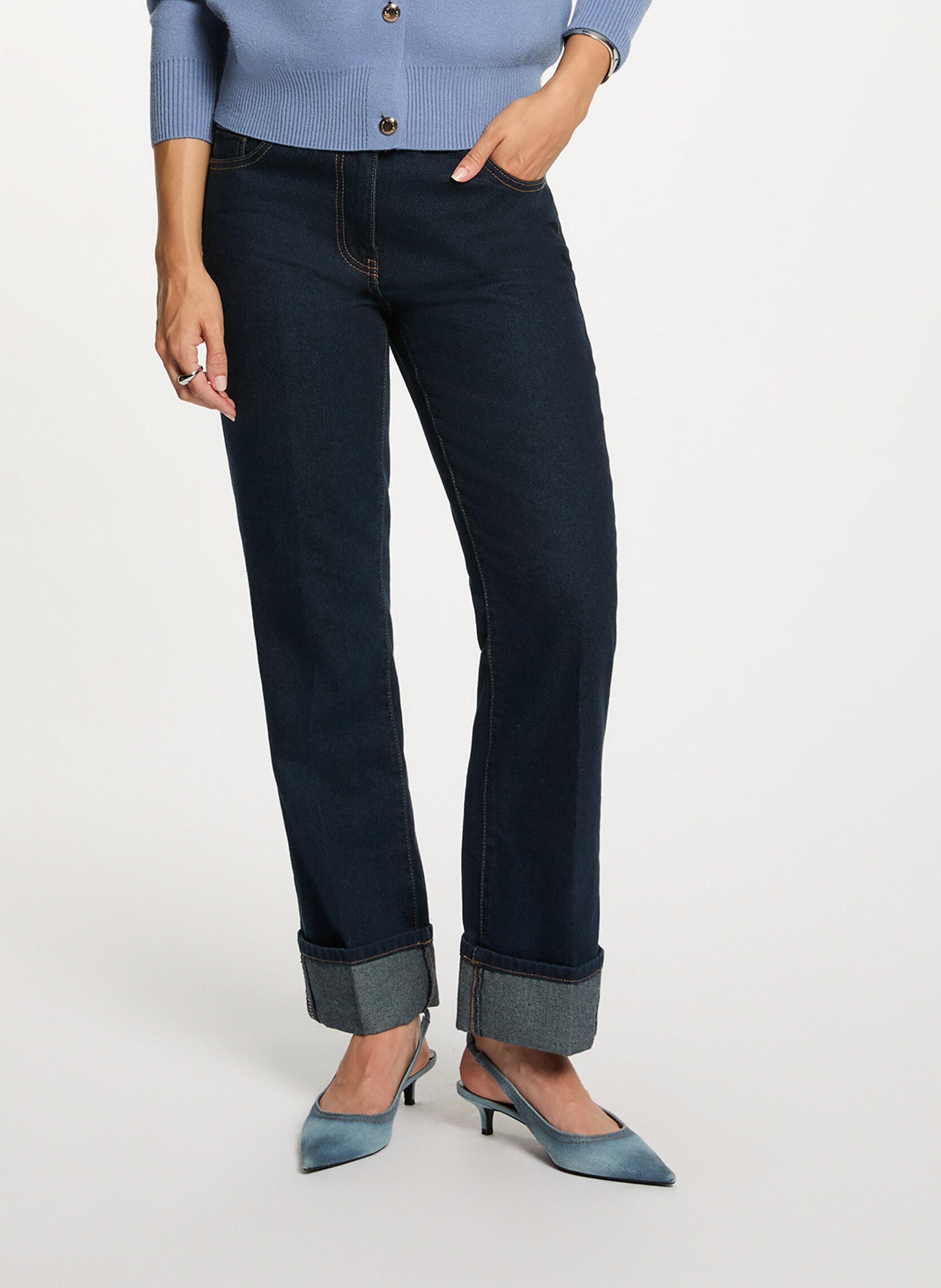 Jean droit en coton mélangé MORGAN Bleu