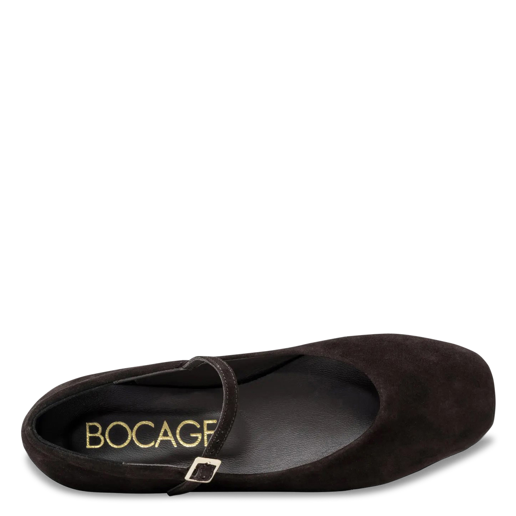 Suede ballet flats with leather strap BOCAGE Brown