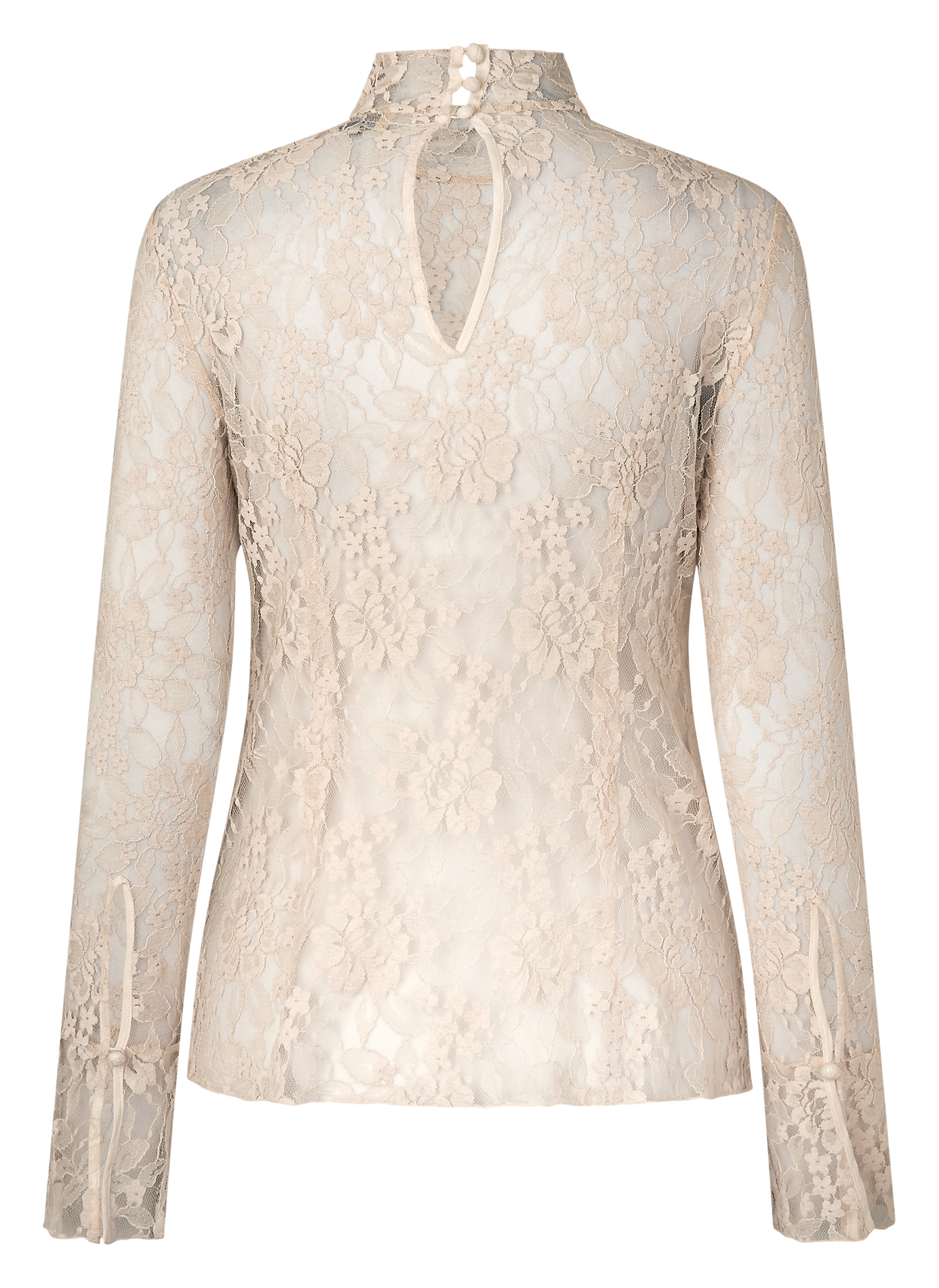 Straight lace top with high neck BAUM UND PFERDGARTEN Beige
