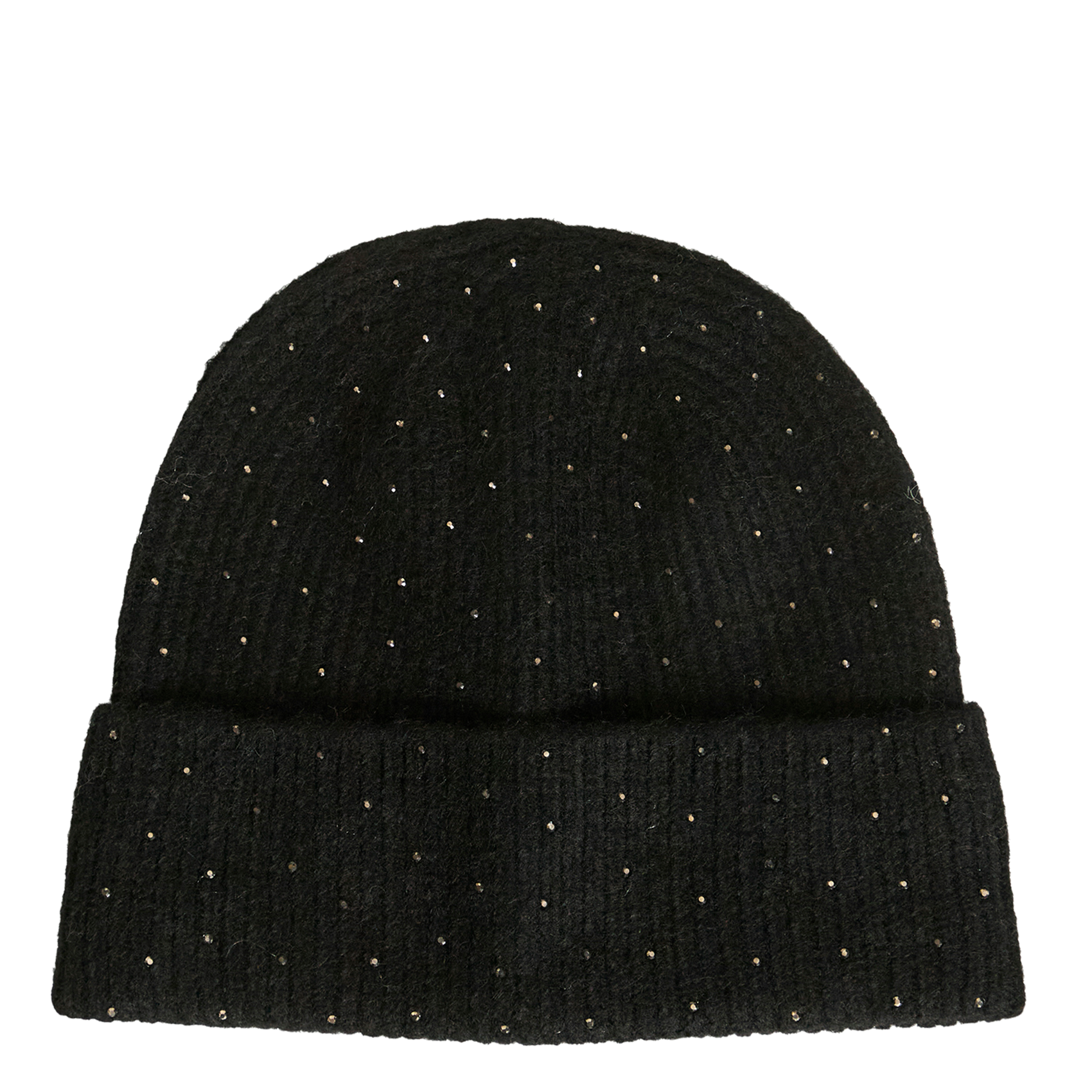 Ribbed Beanie with Rhinestones VILA Black