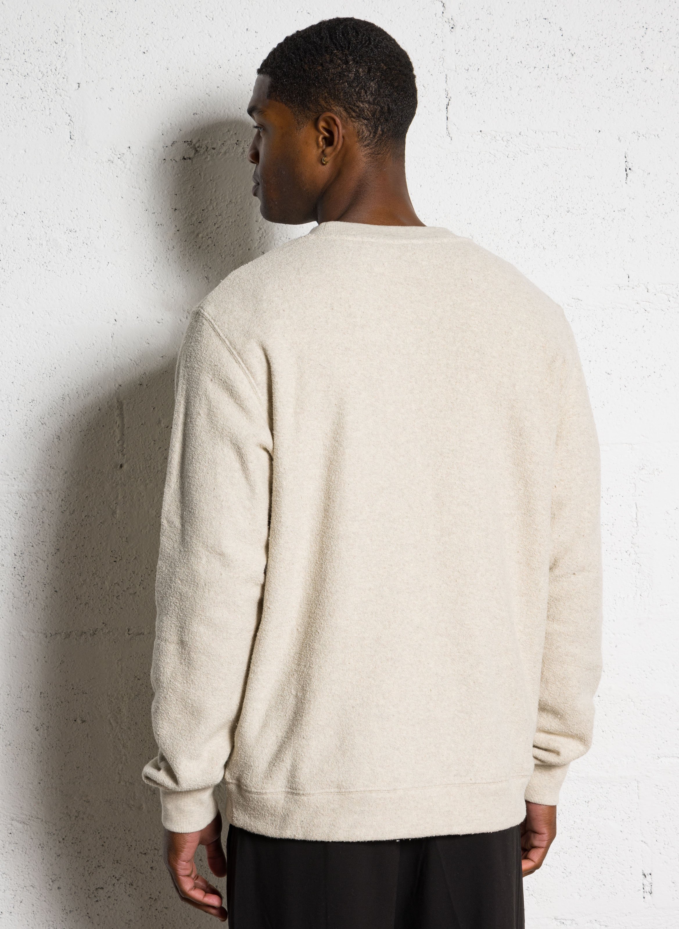 Sweat droit col rond en coton SOLID Beige