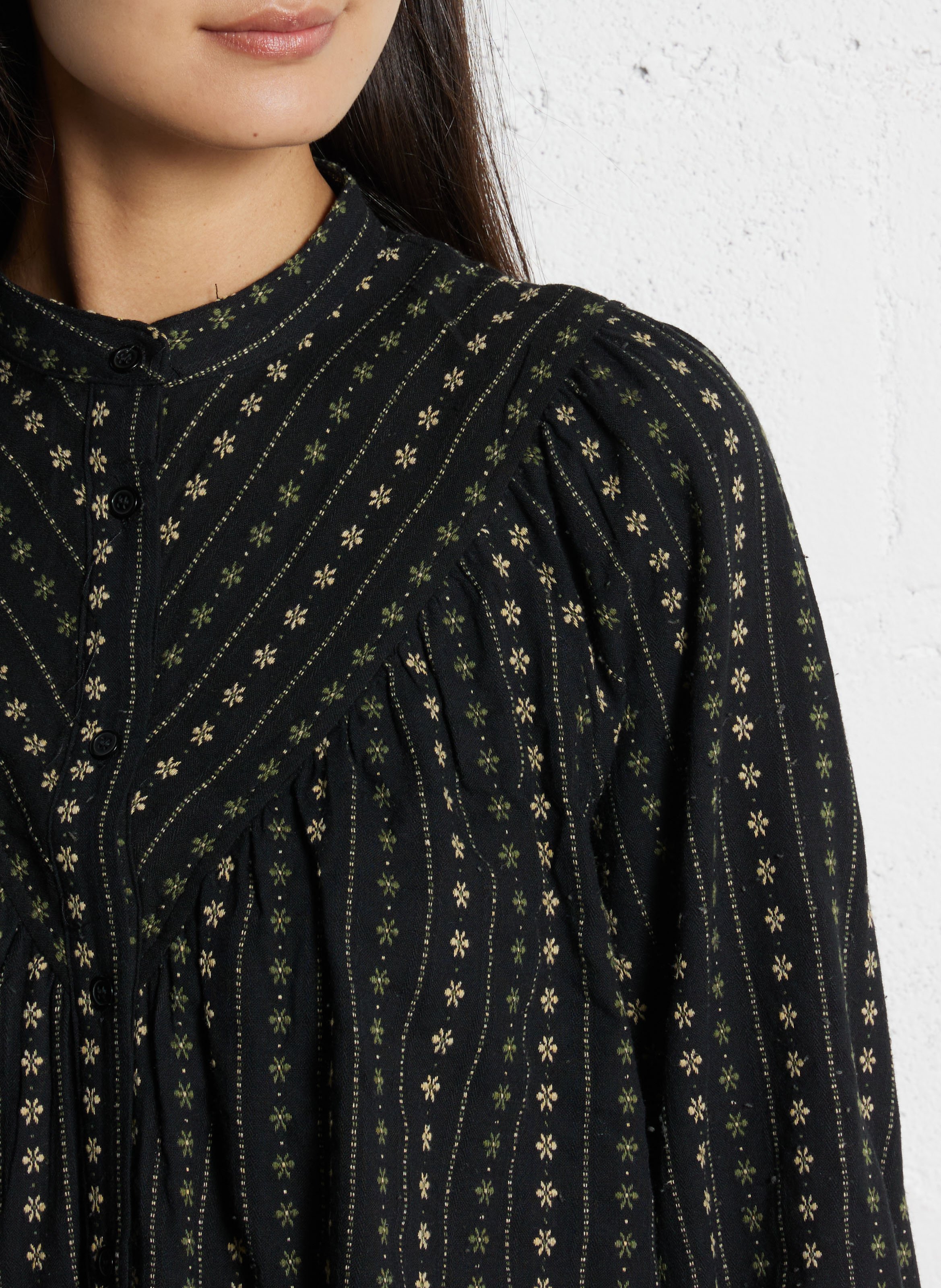 Baumwollbluse mit V-Ausschnitt THE KORNER Schwarz