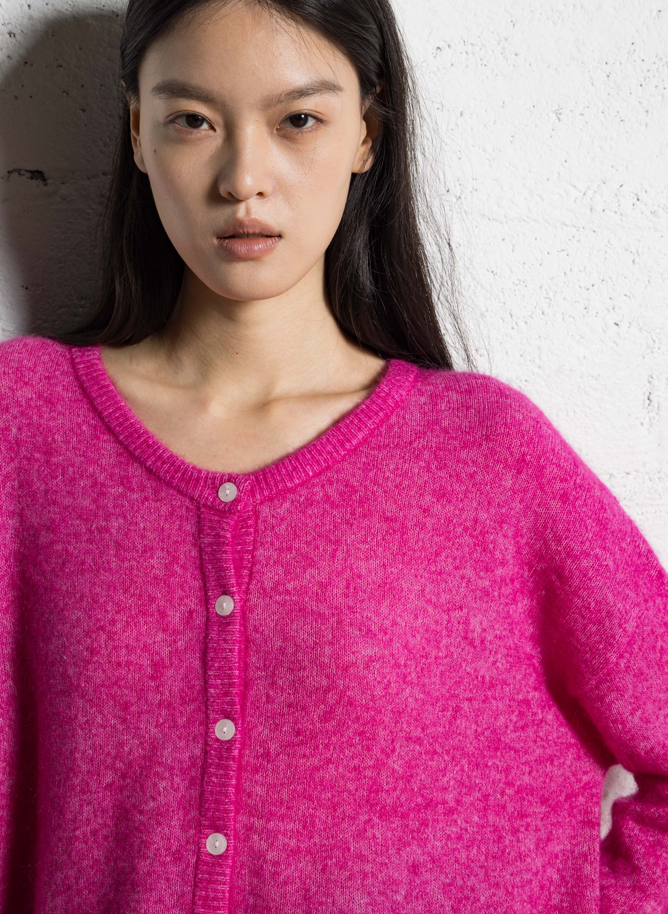 Oversized ronde hals vest in gemengde wol JC SOPHIE Roze