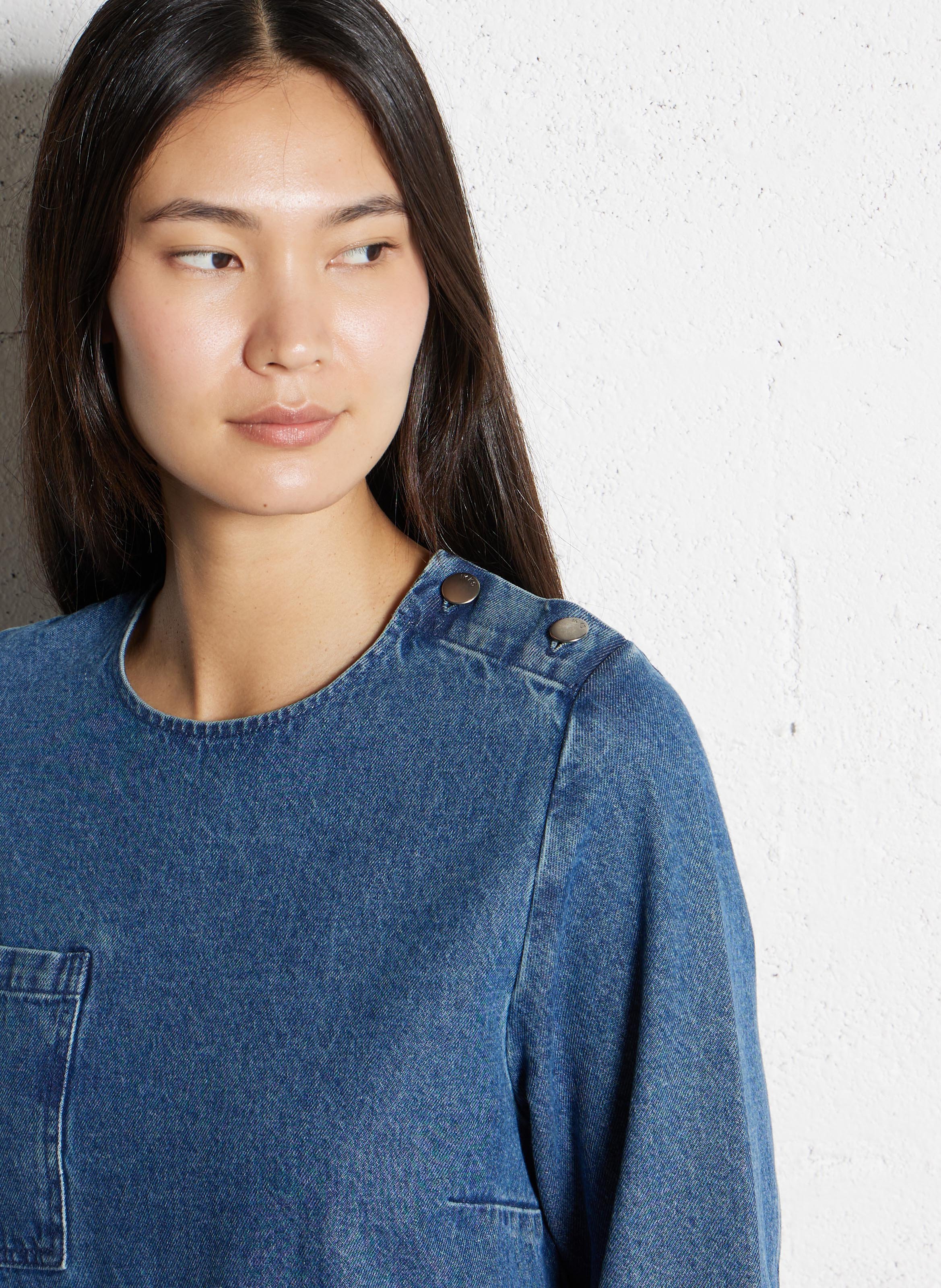 Gerade Jeanskleid mit Taschen. IKKS Blau