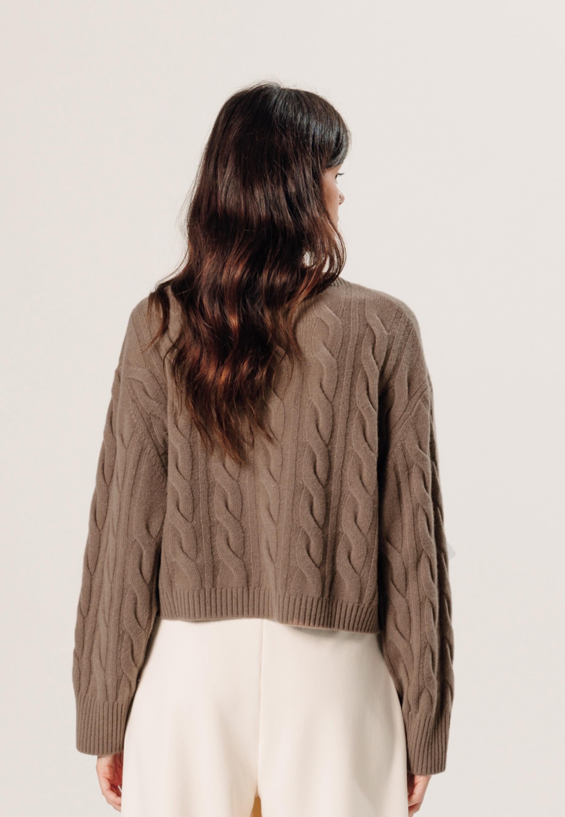 Short twisted cashmere sweater RODIER Brown