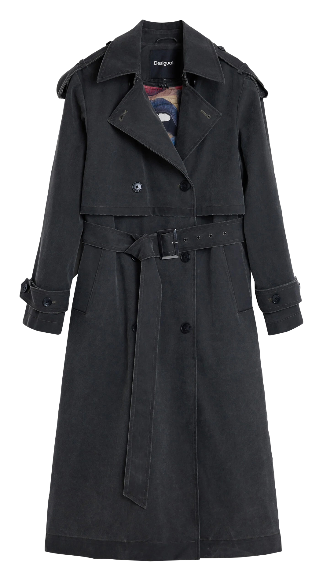 Trench col tailleur effet cuir DESIGUAL Noir
