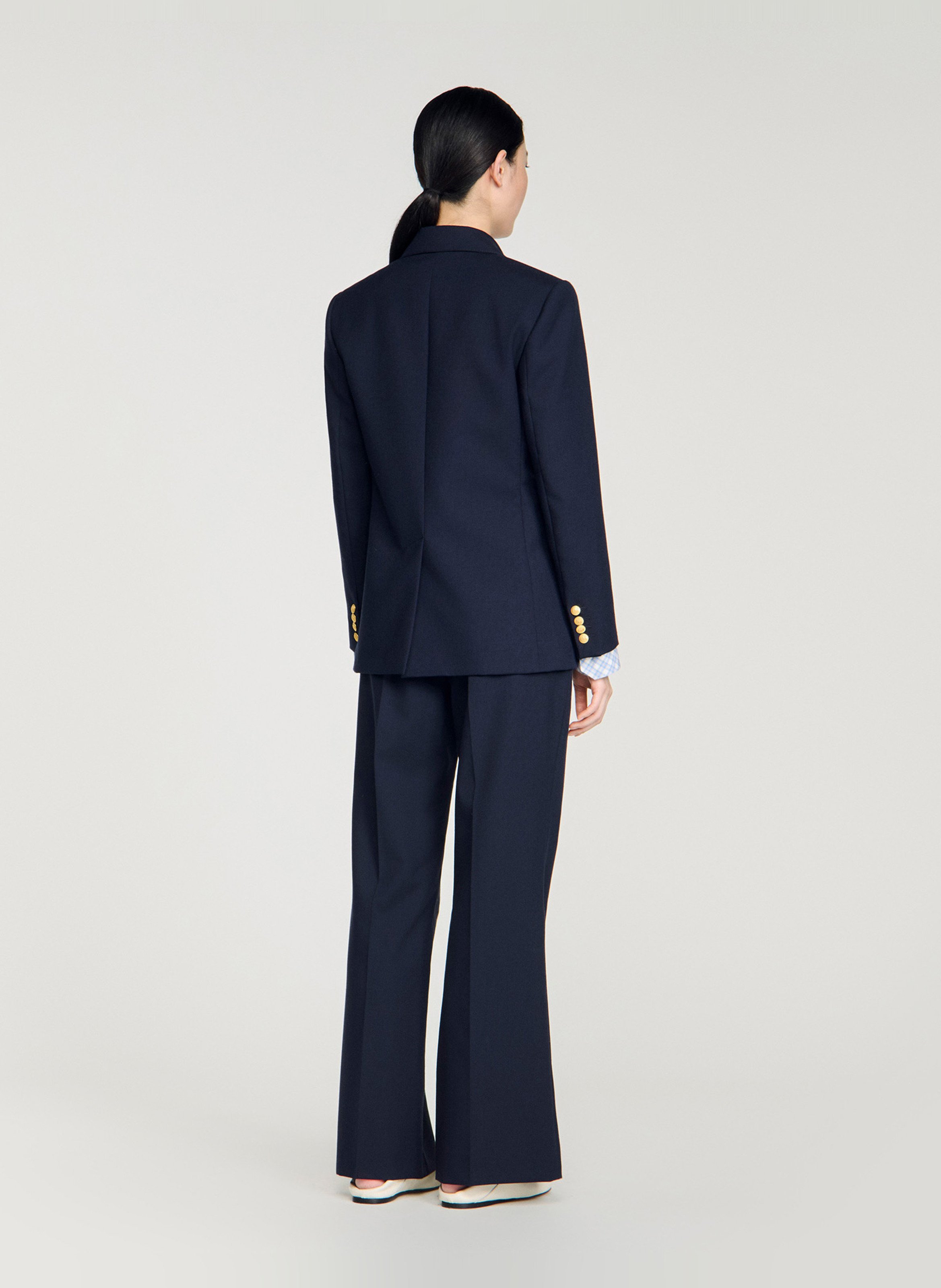 Veste tailleur boutonnée en laine mélangée SANDRO Blue