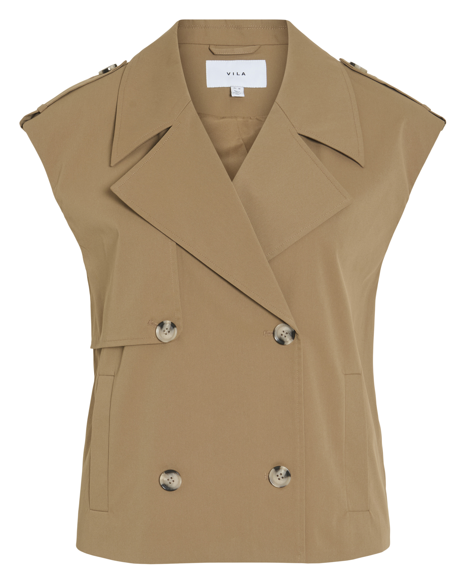 Veste trench sans manches unie VILA Marron