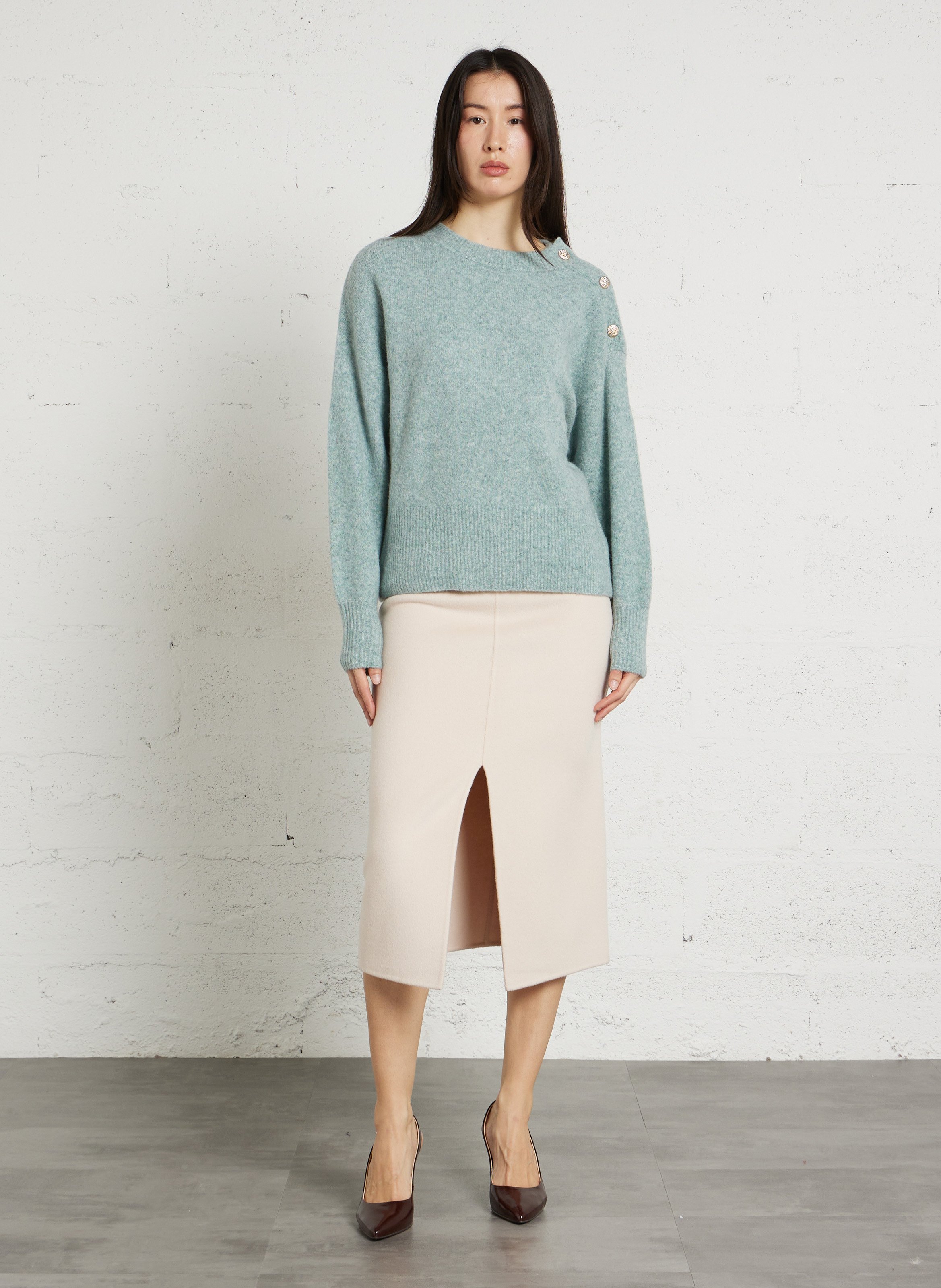 Oversized round-neck wool-blend sweater MAISON 123 Blue