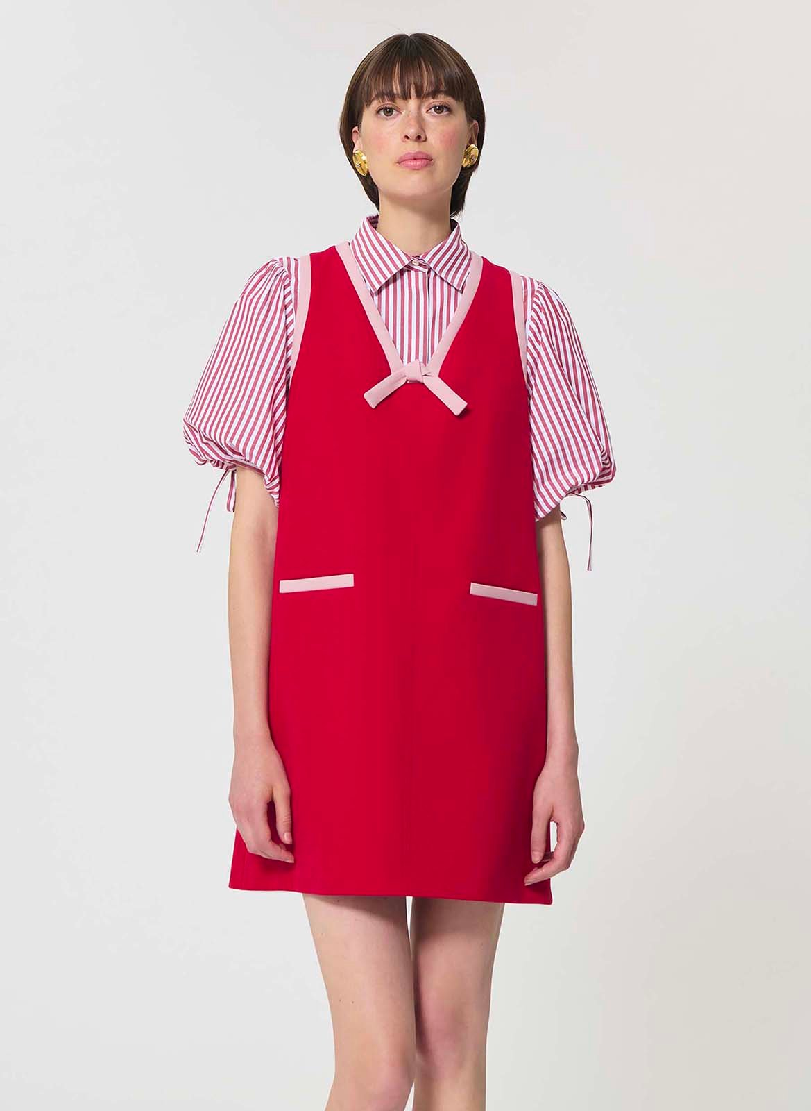 Jurk zonder mouwen met V-hals TARA JARMON Rood