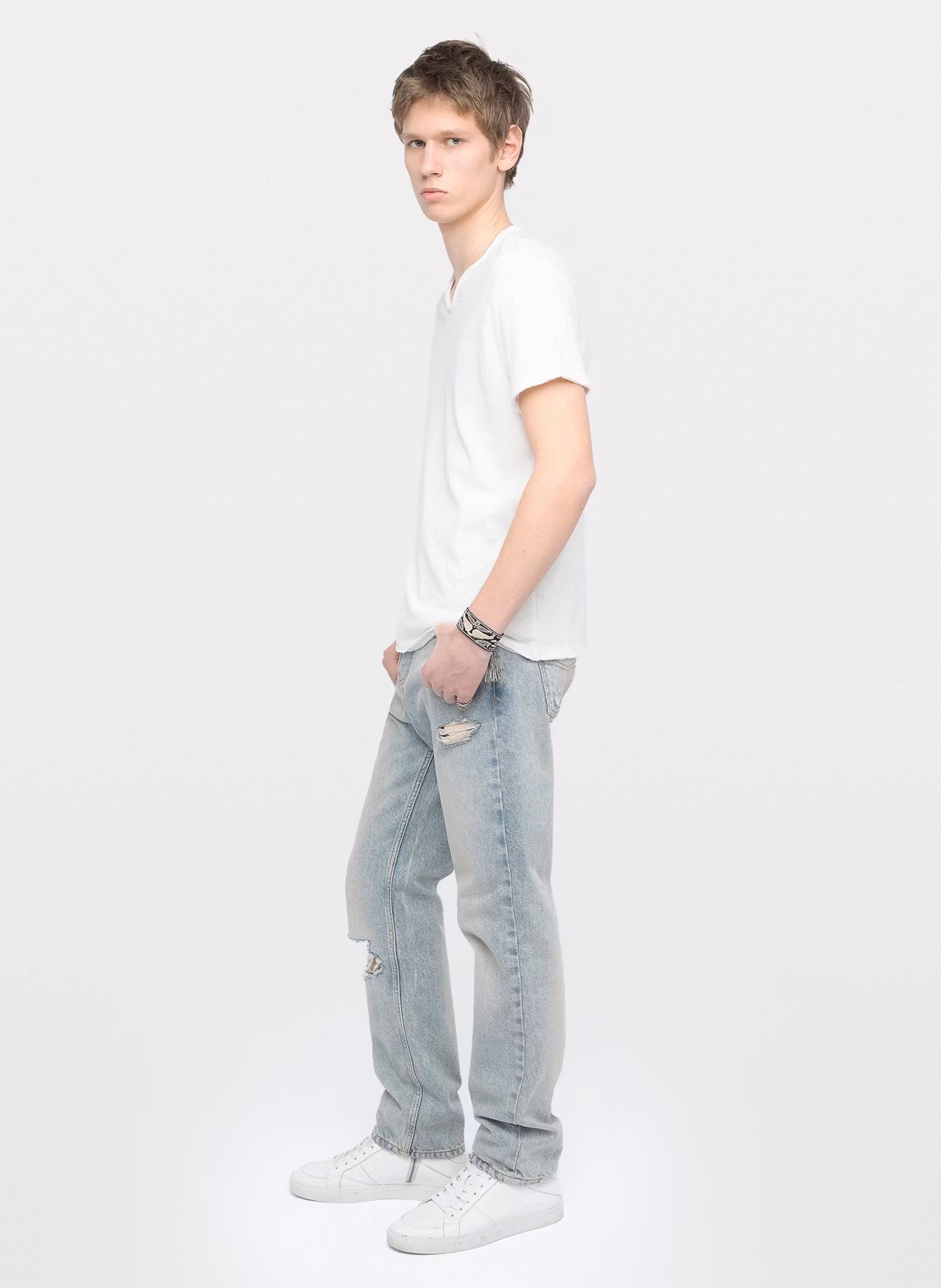 Gerade geschnittenes T-Shirt aus Baumwolle und Leinen ZADIG&VOLTAIRE Weiss