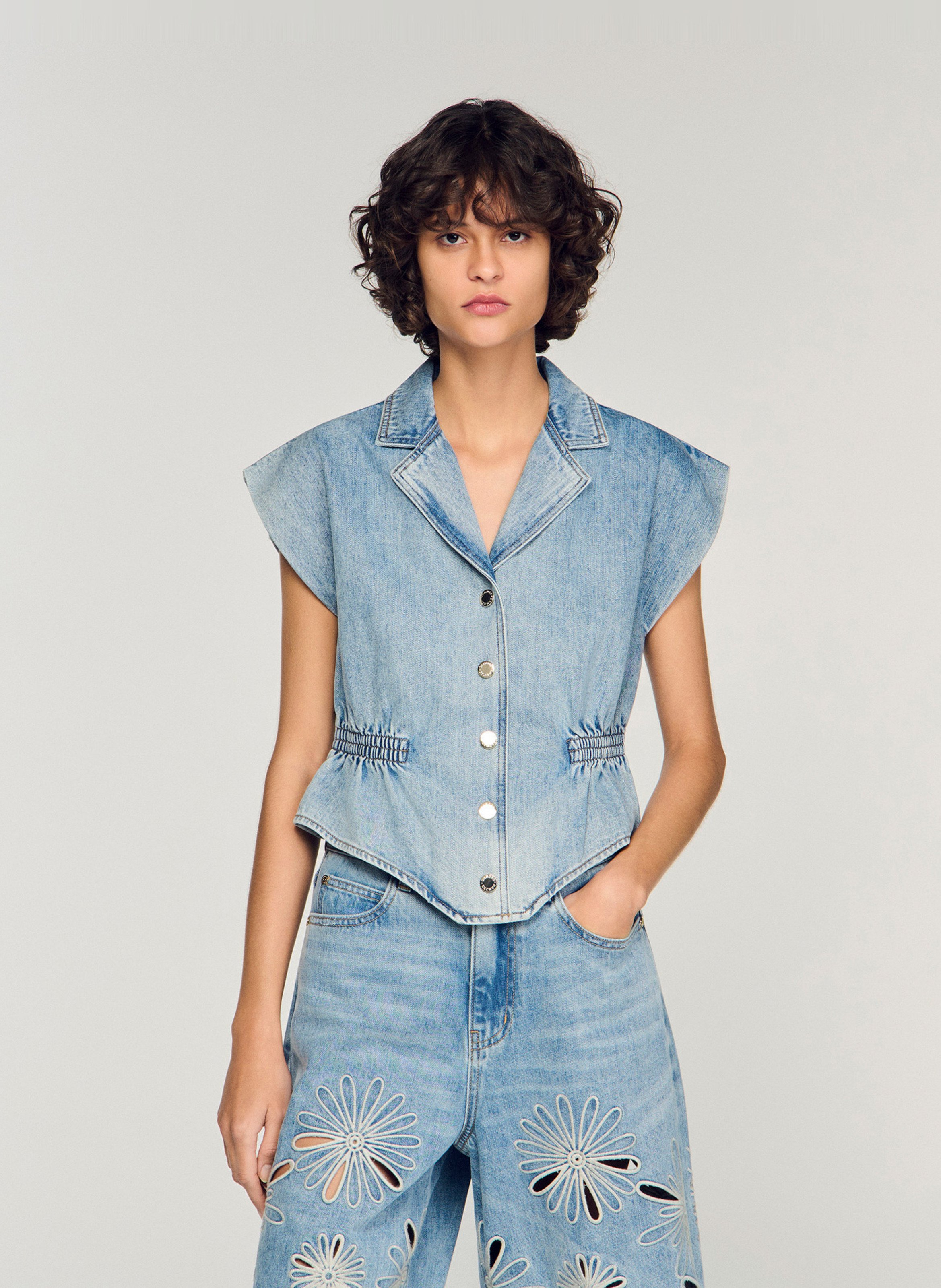 Blazer top in denim SANDRO Blauw