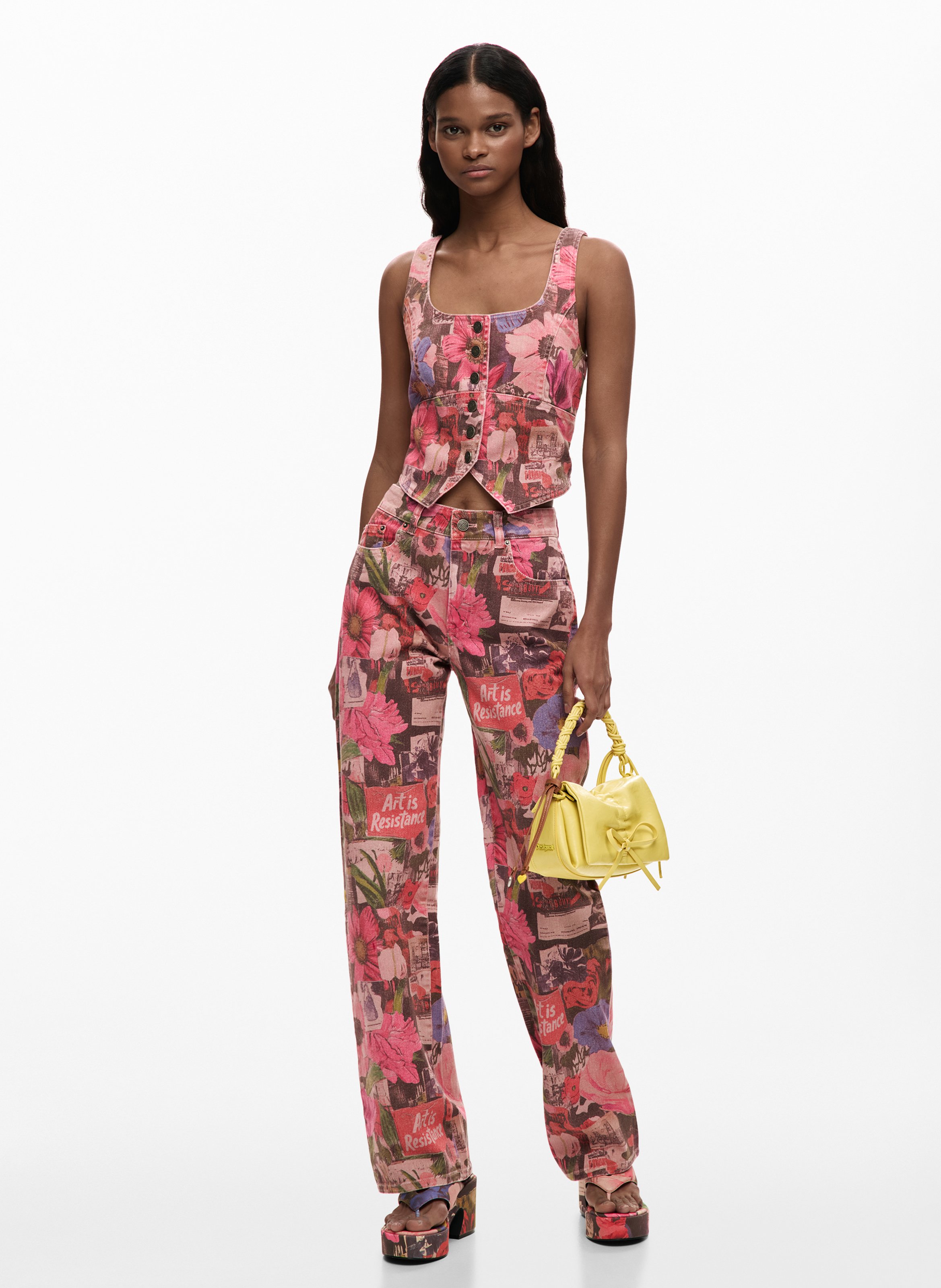 Top court imprimé DESIGUAL Red