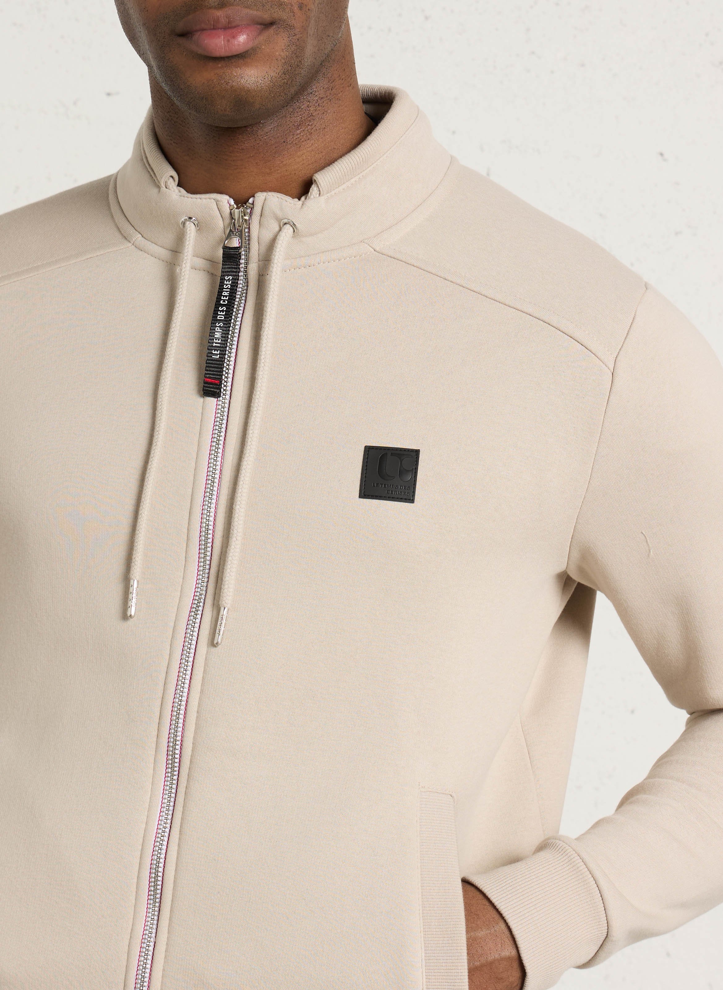 Cotton-blend sweater with zip-up neck LE TEMPS DES CERISES Grey