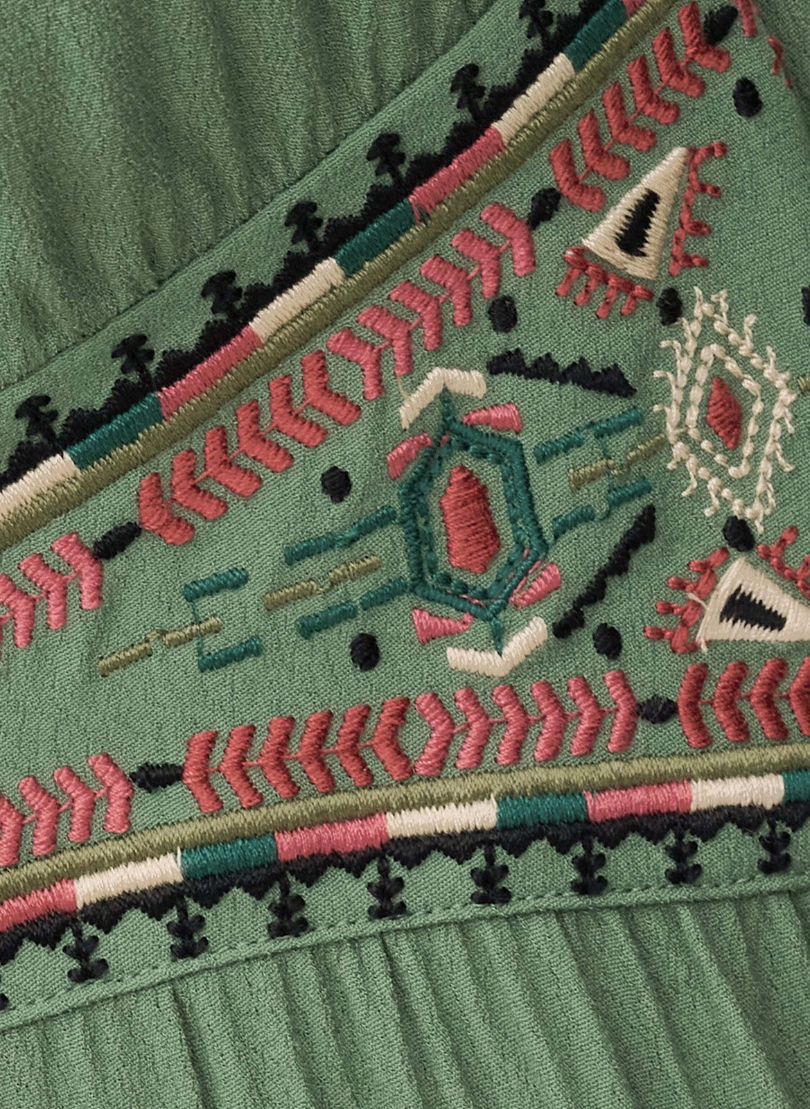 Lange rechte jurk met borduursel BA&SH Groen