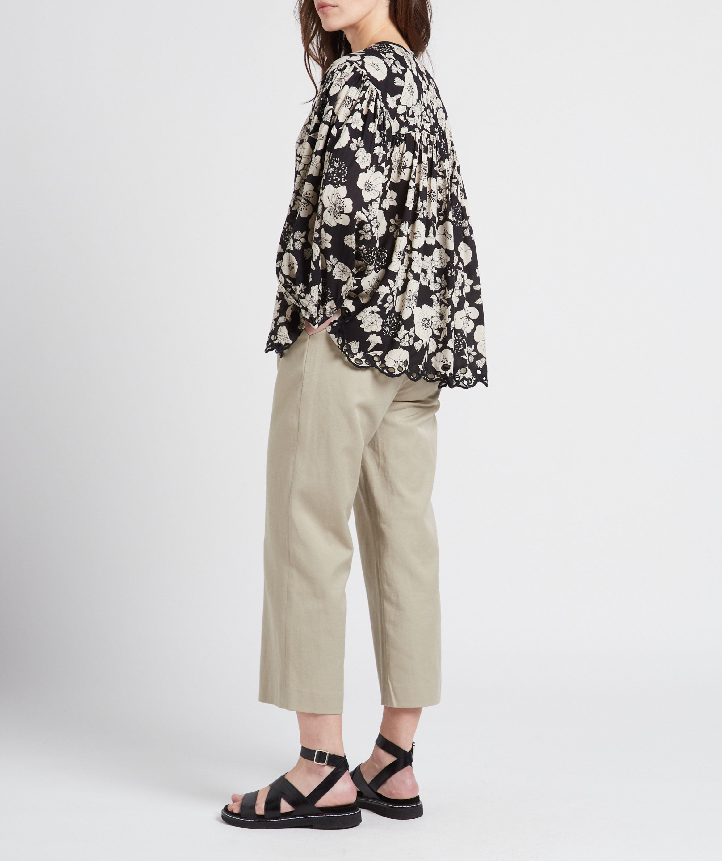 Blouse col V imprimé SWILDENS Noir