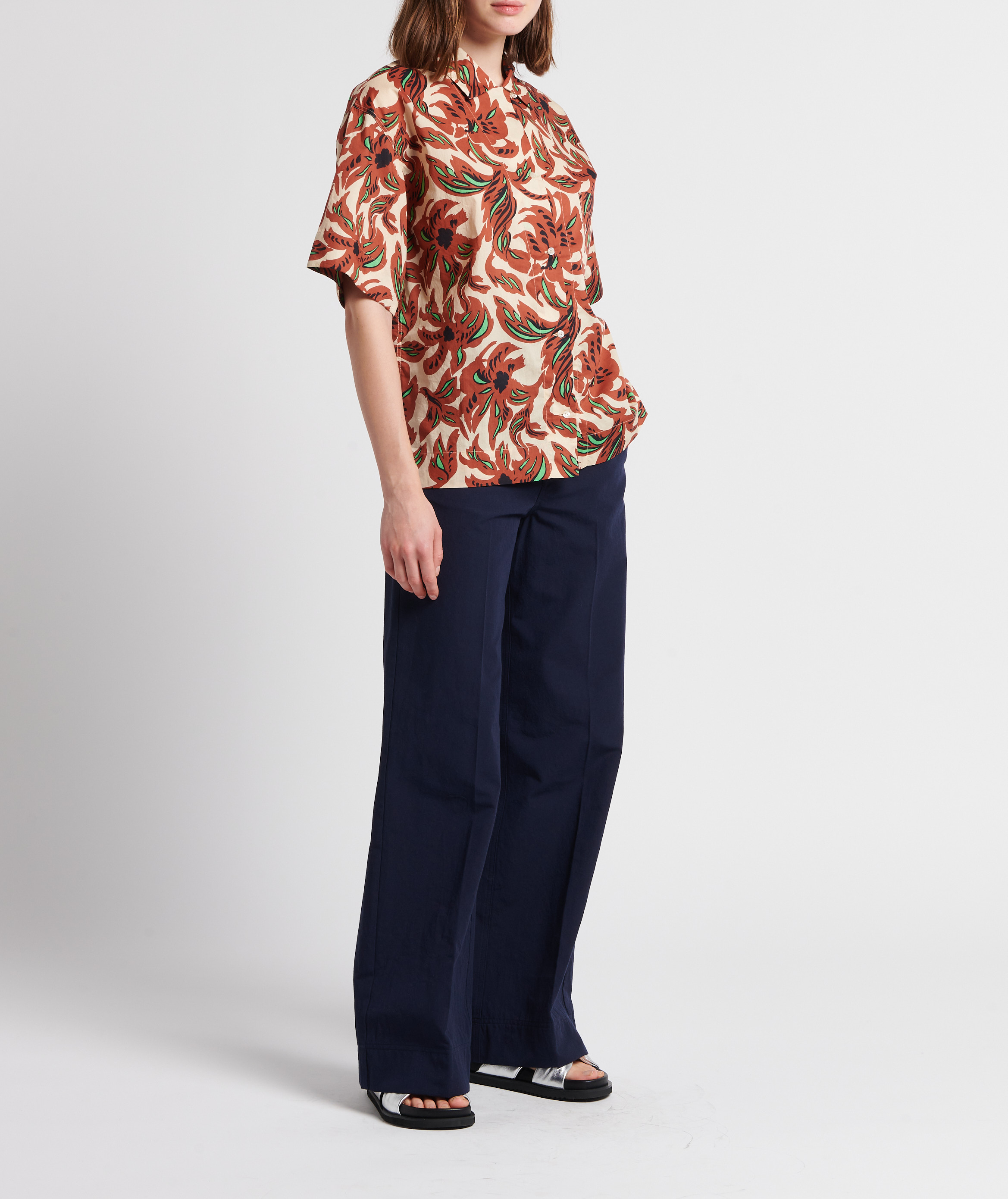 Schlaghose mit hohem Bund POMANDERE Blau