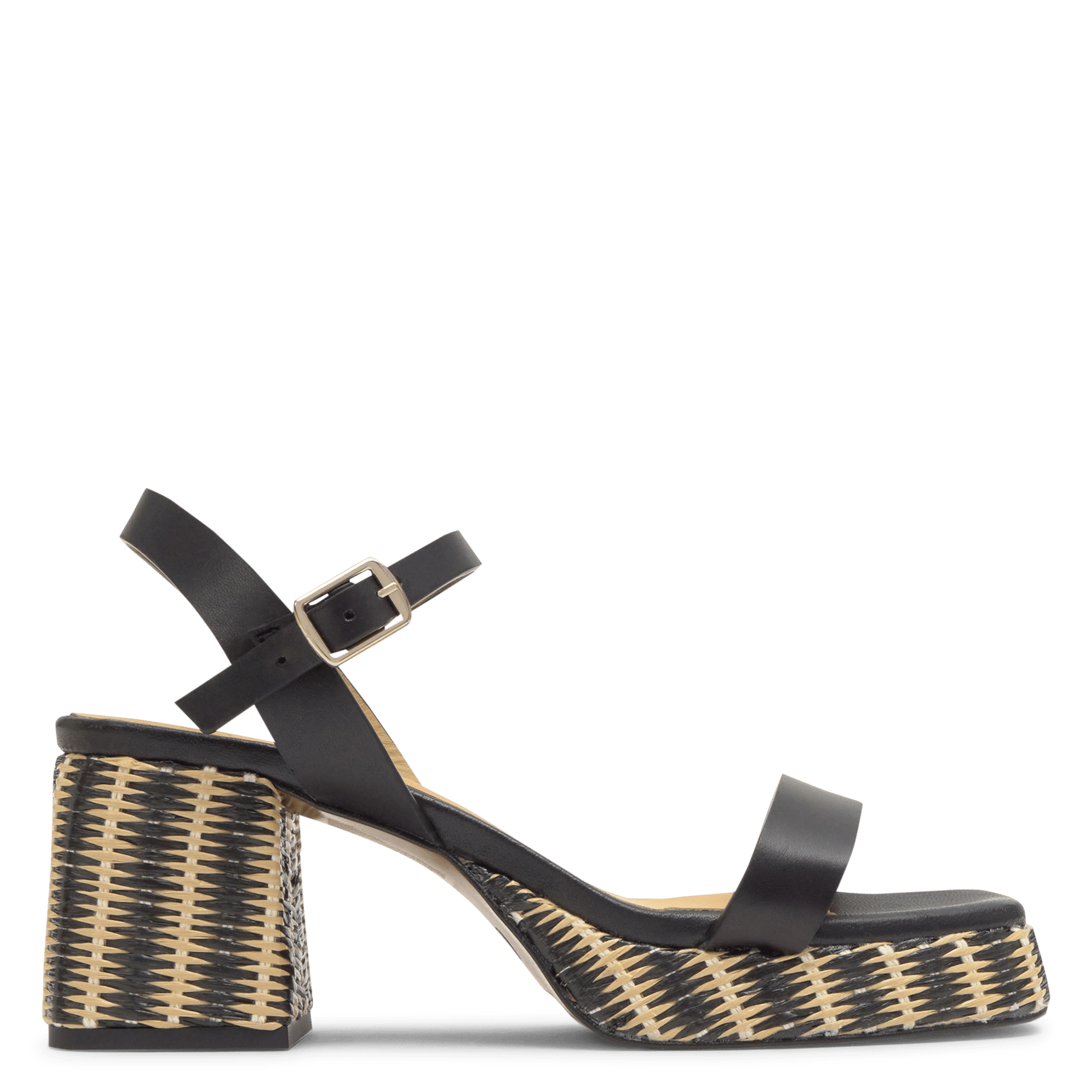 Woven raffia heeled sandals CASTANER Black